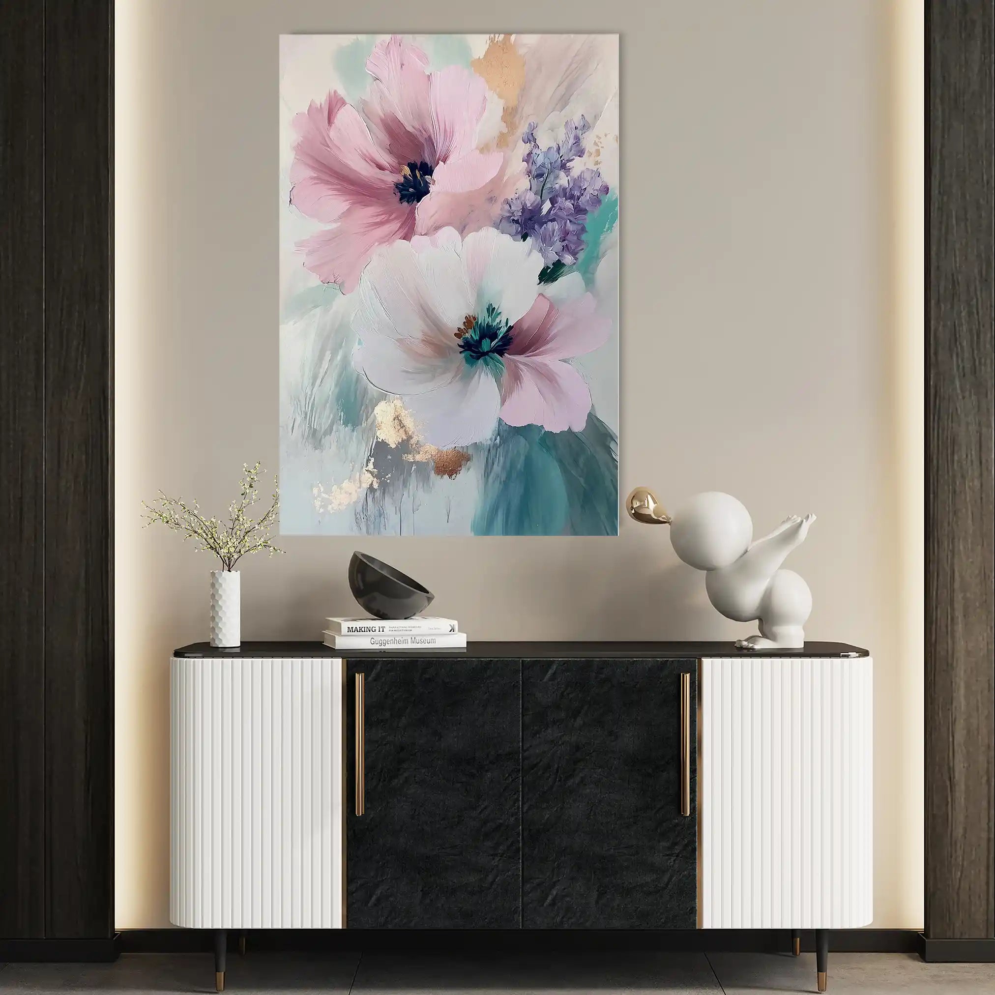 Floral 1551 Canvas Art 60 x 40 cm / Black