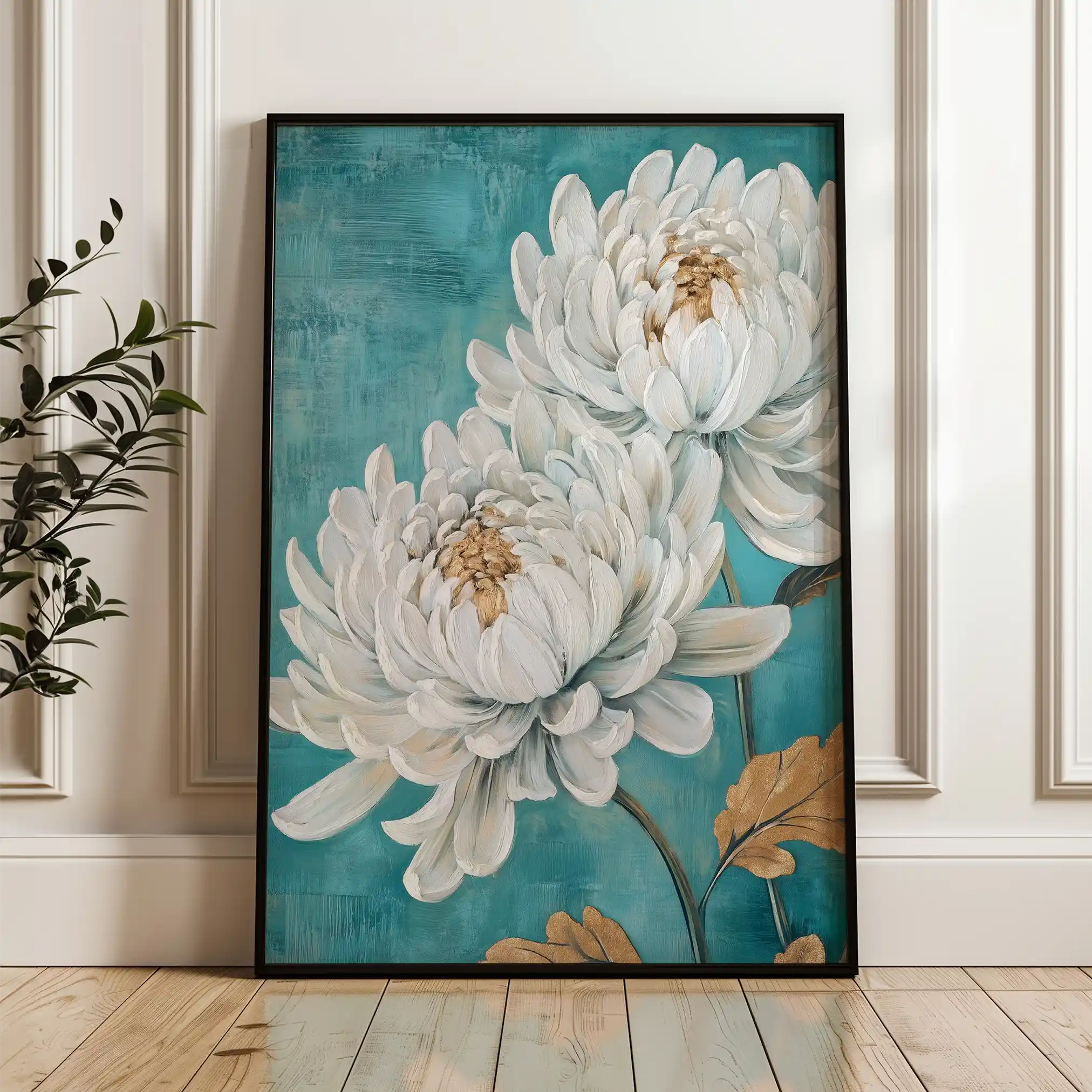Floral 1561 Canvas Art 60 x 40 cm / Black