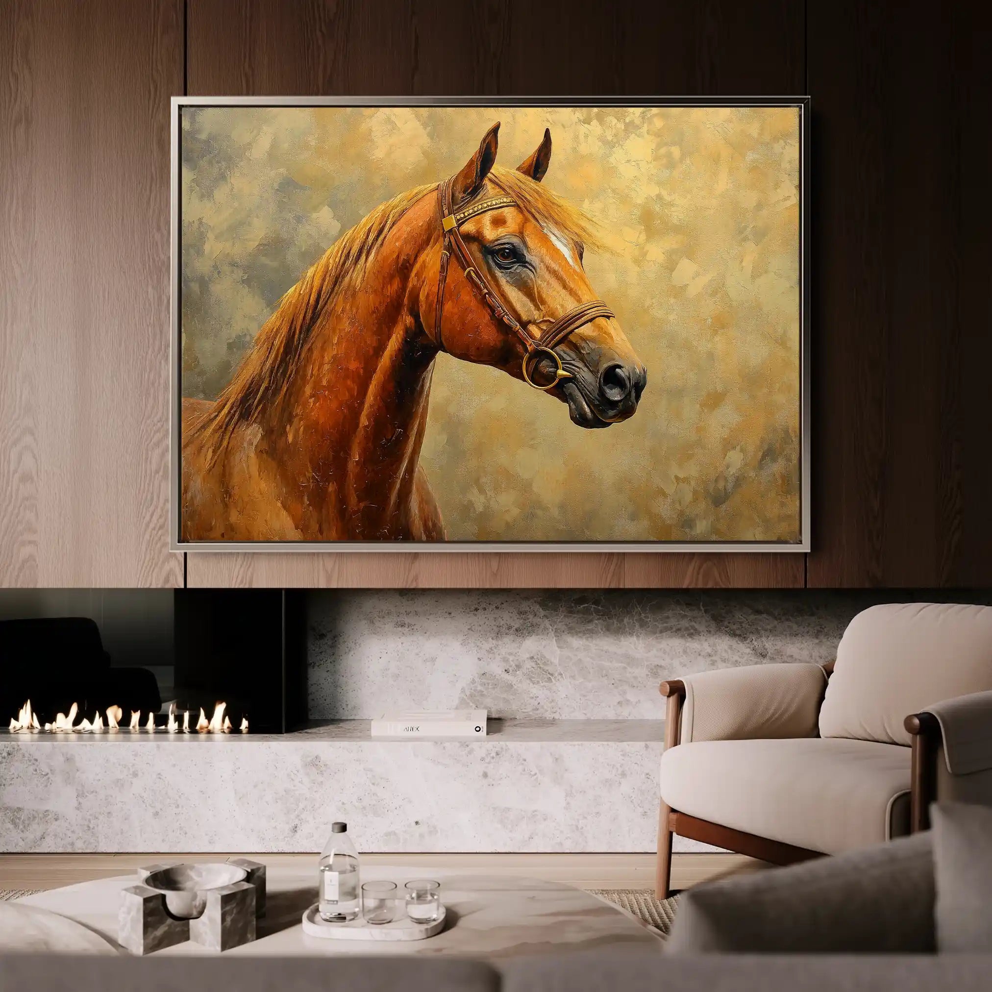 Horses 158 Canvas Art 60 x 40 cm / Black