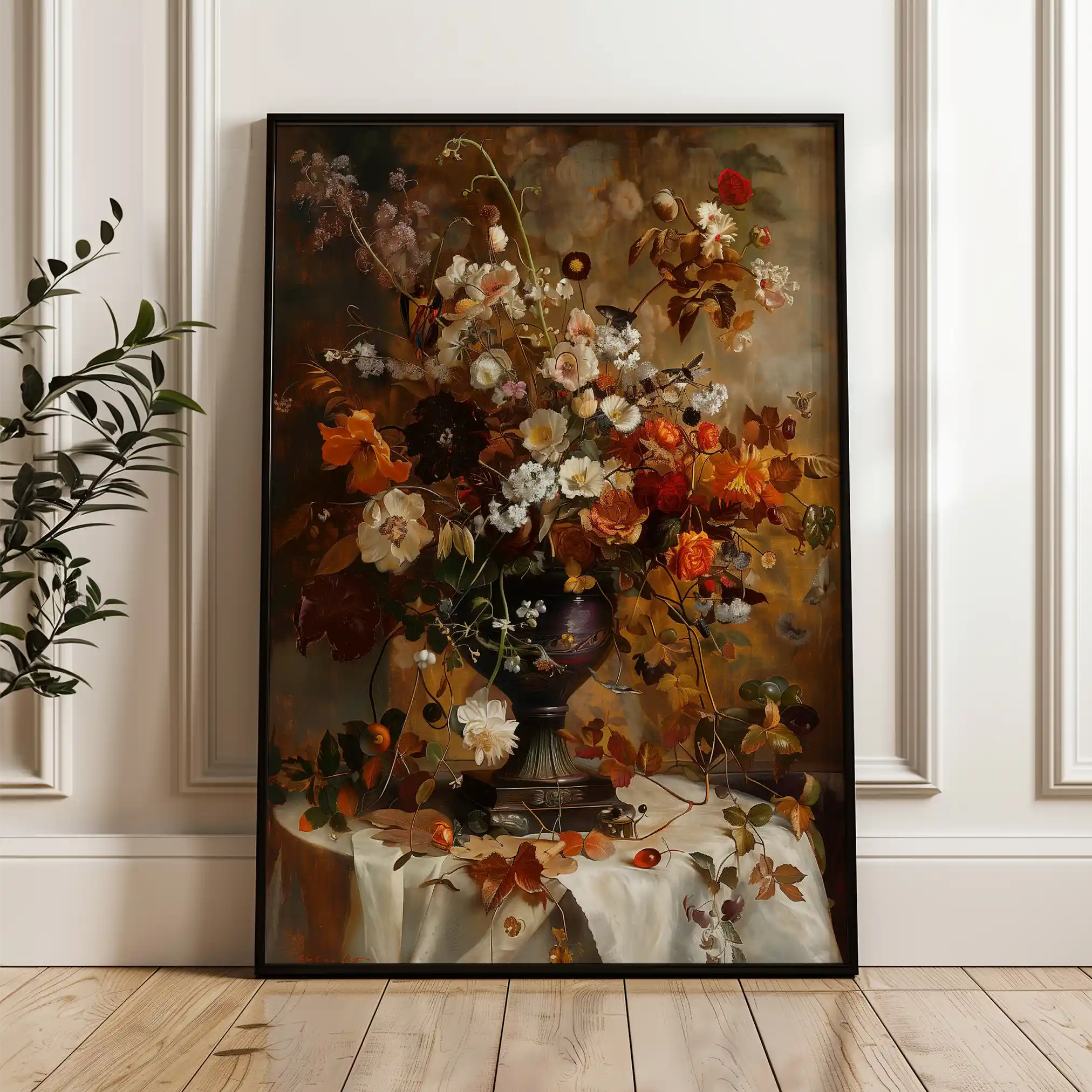 Floral 167 Canvas Art 60 x 40 cm / Black