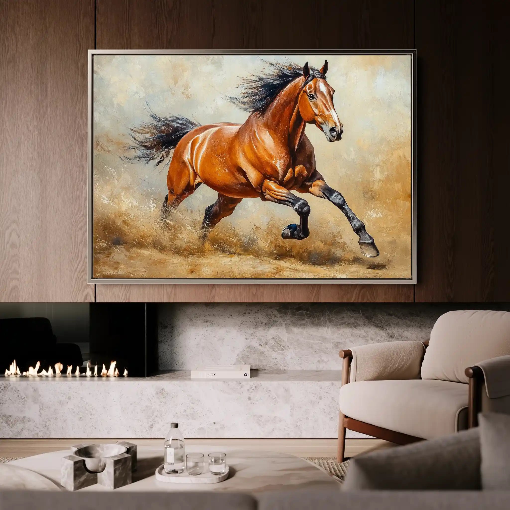 Horses 168 Canvas Art 60 x 40 cm / Black