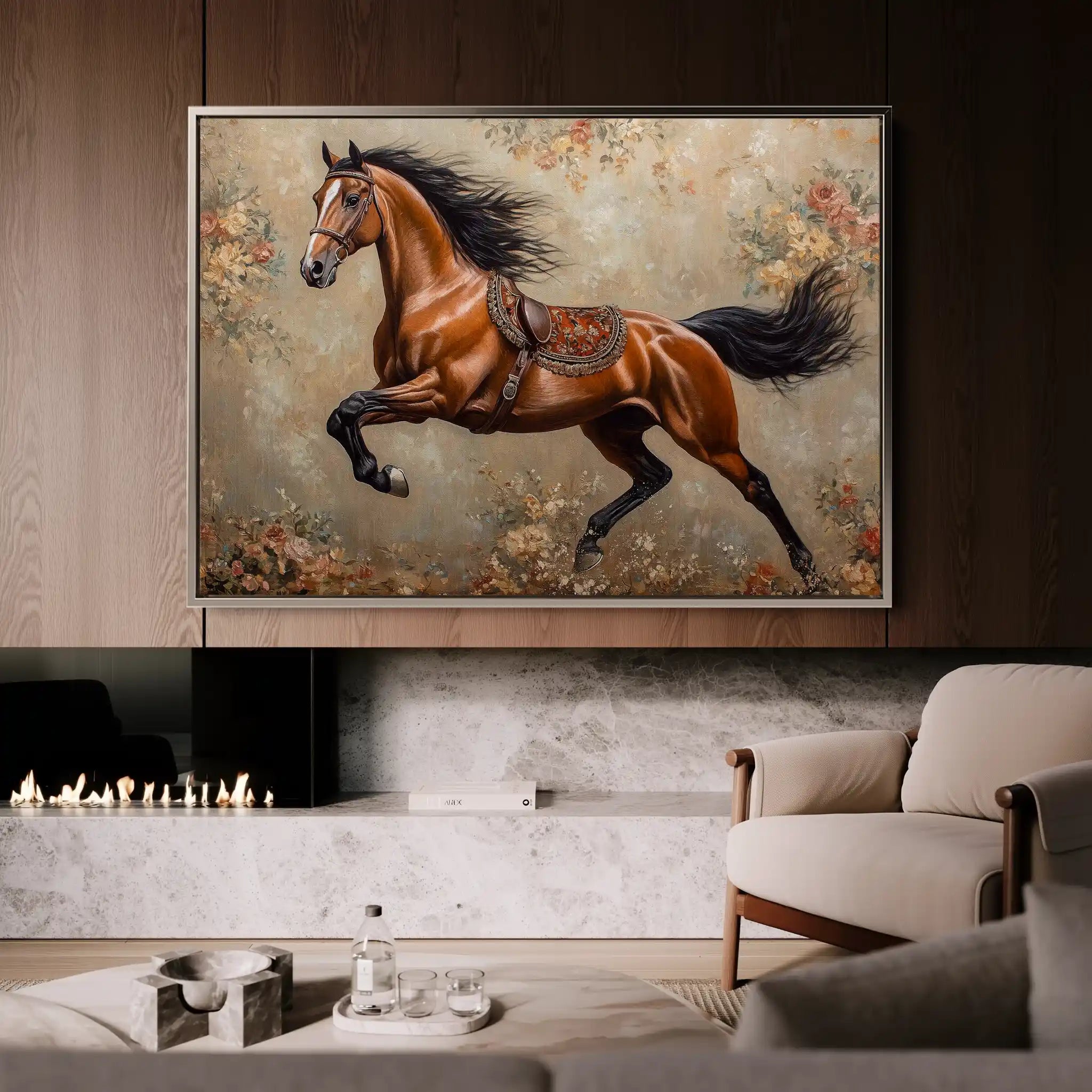 Horses 170 Canvas Art 60 x 40 cm / Black