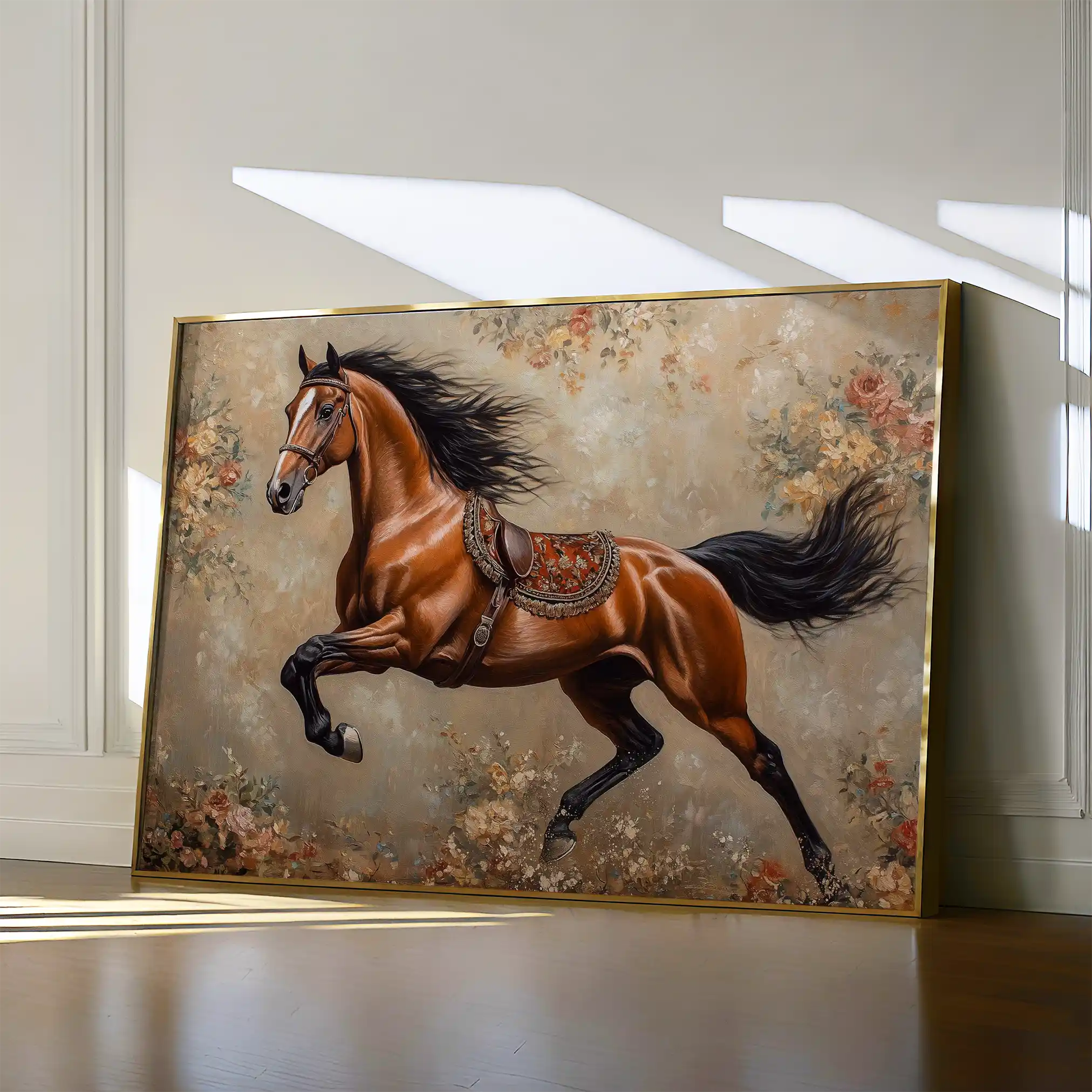 Horses 170 Canvas Art 60 x 40 cm / Black