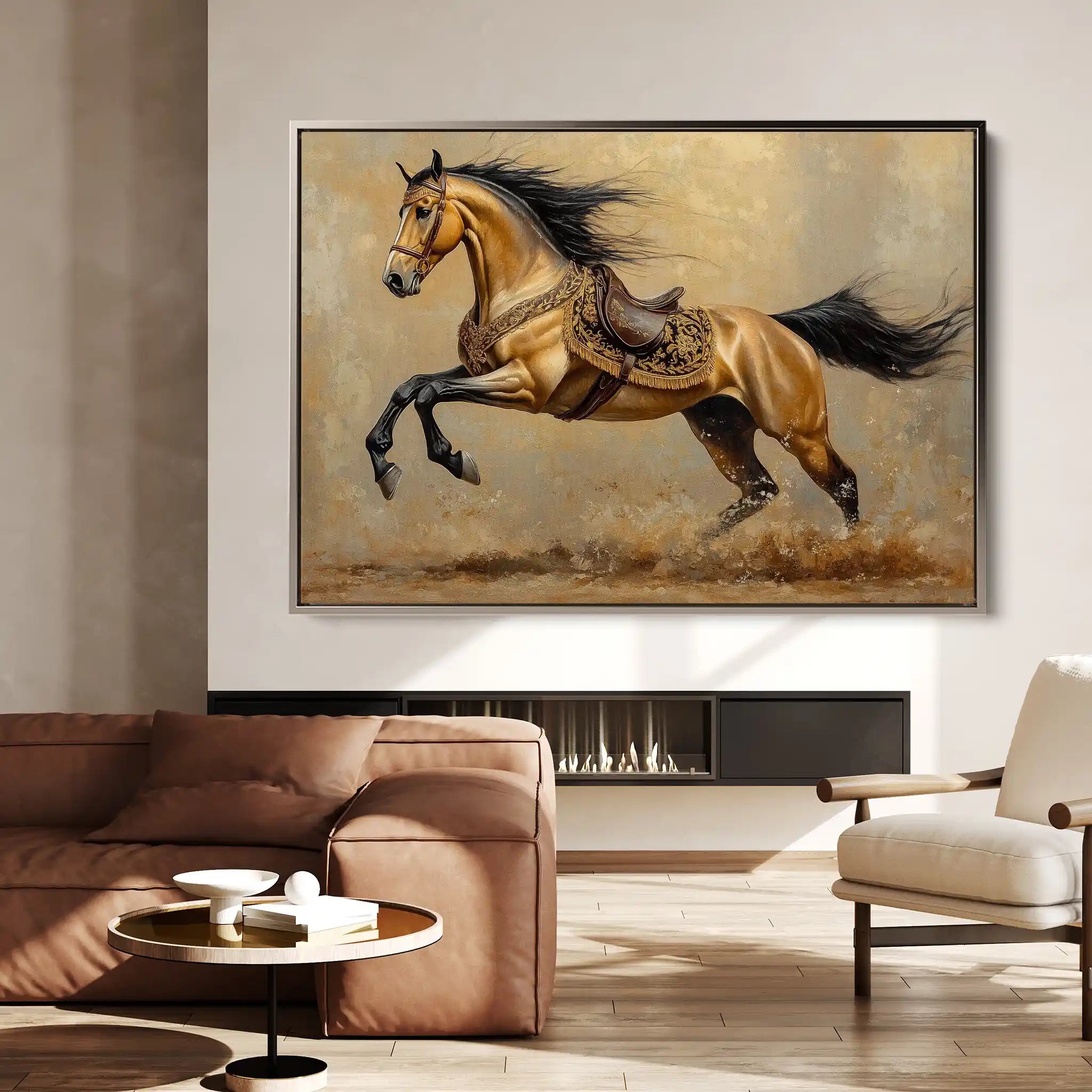 Horses 172 Canvas Art 60 x 40 cm / Black