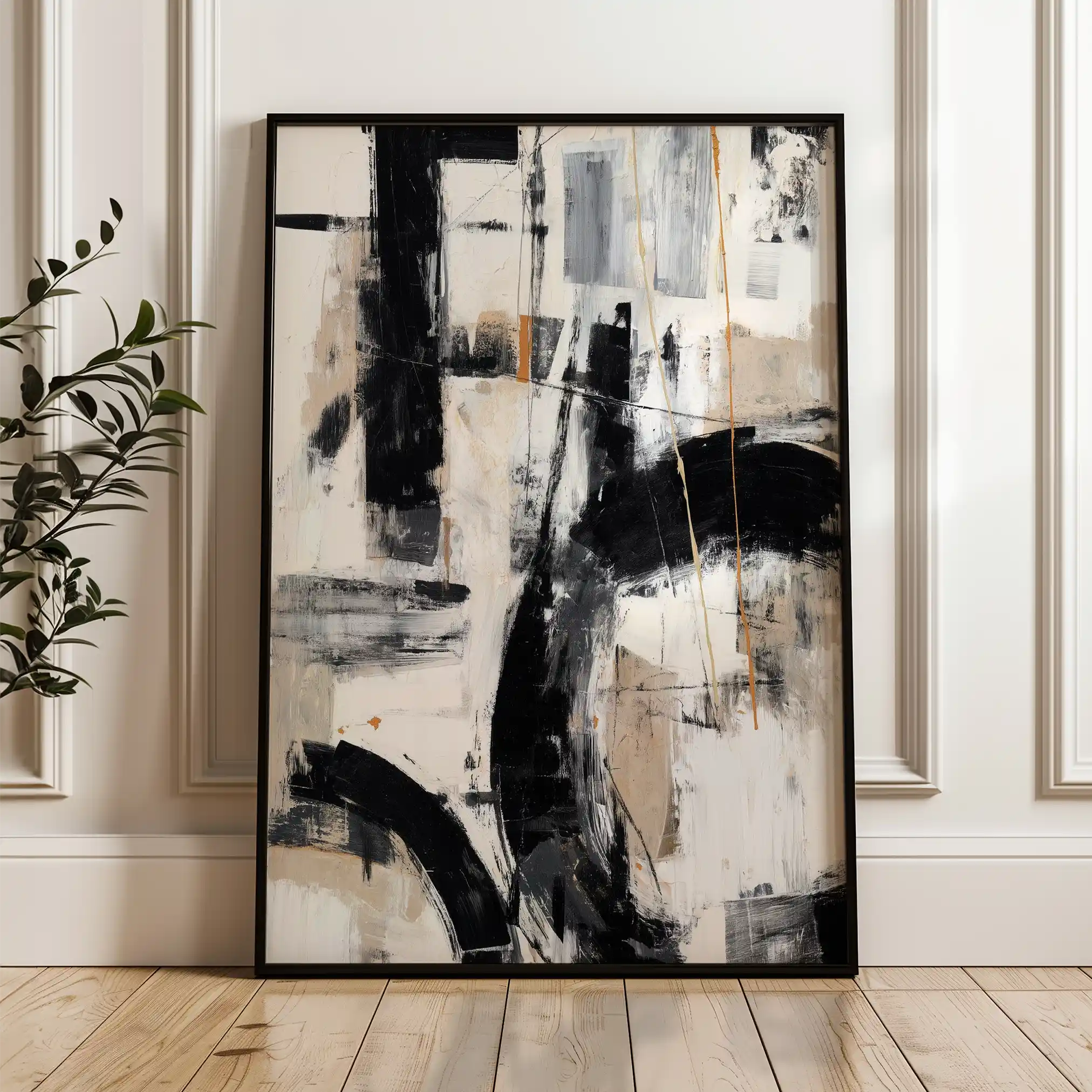 Abstract 1762 Canvas Art 60 x 40 cm / Black