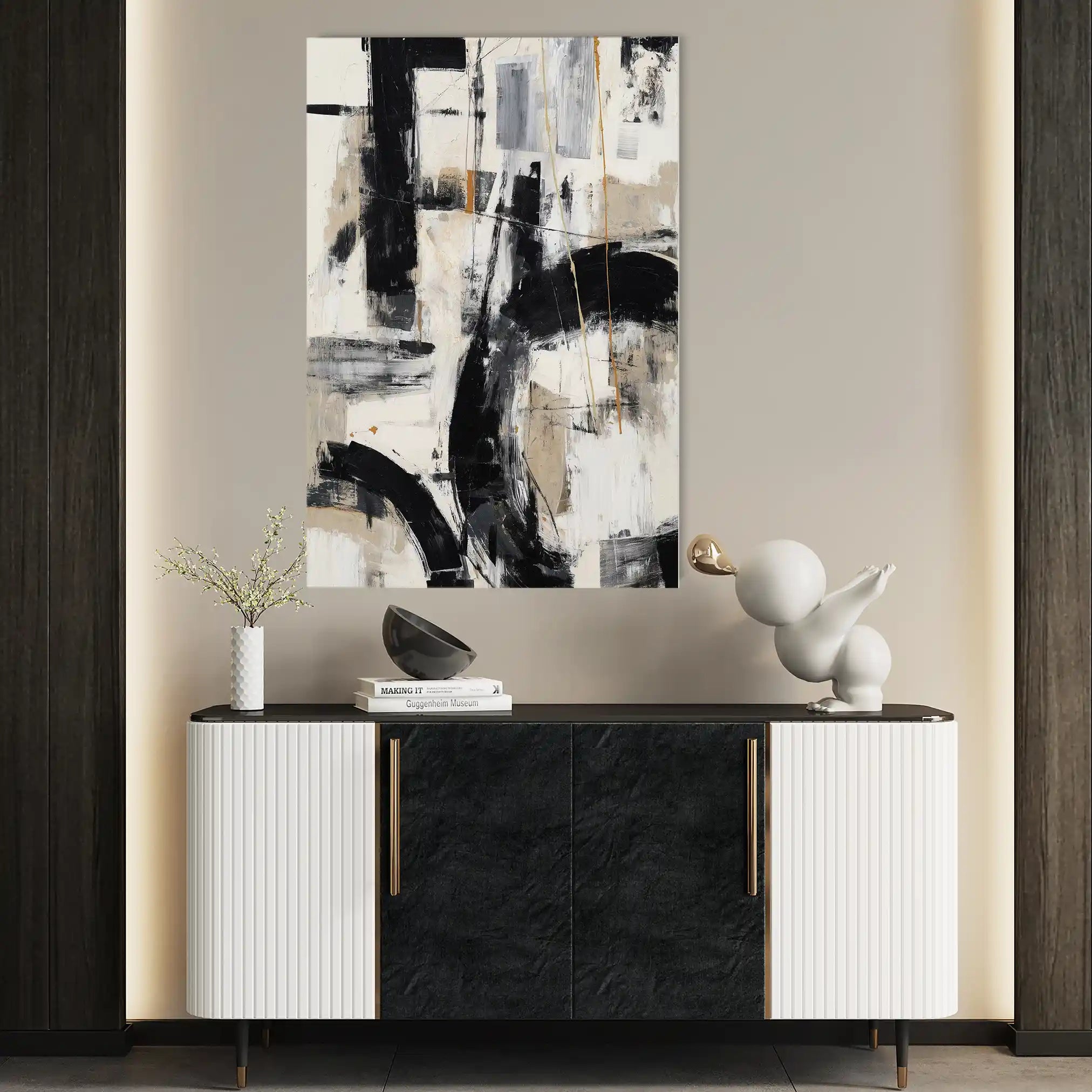 Abstract 1762 Canvas Art 60 x 40 cm / Black