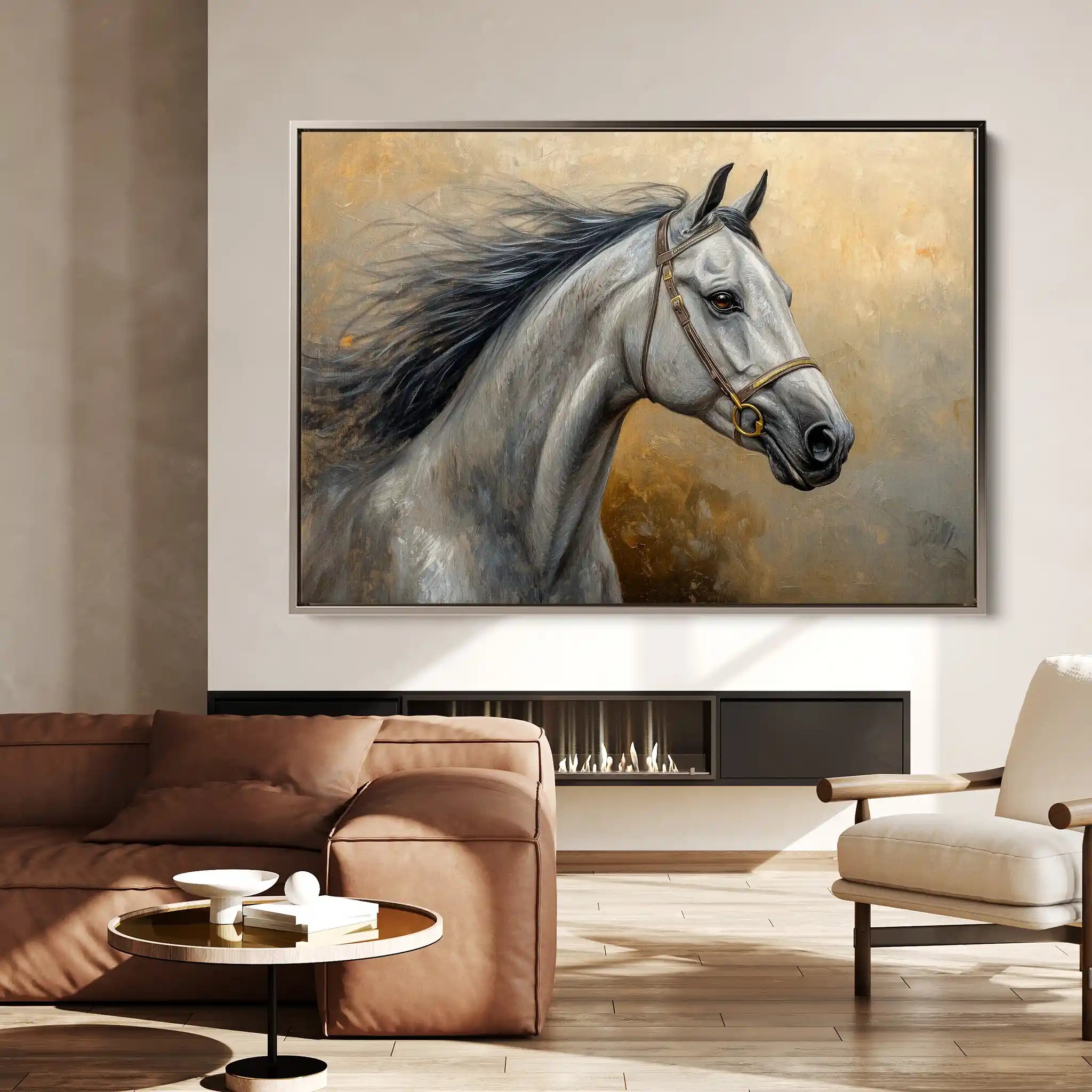 Horses 181 Canvas Art 60 x 40 cm / Black