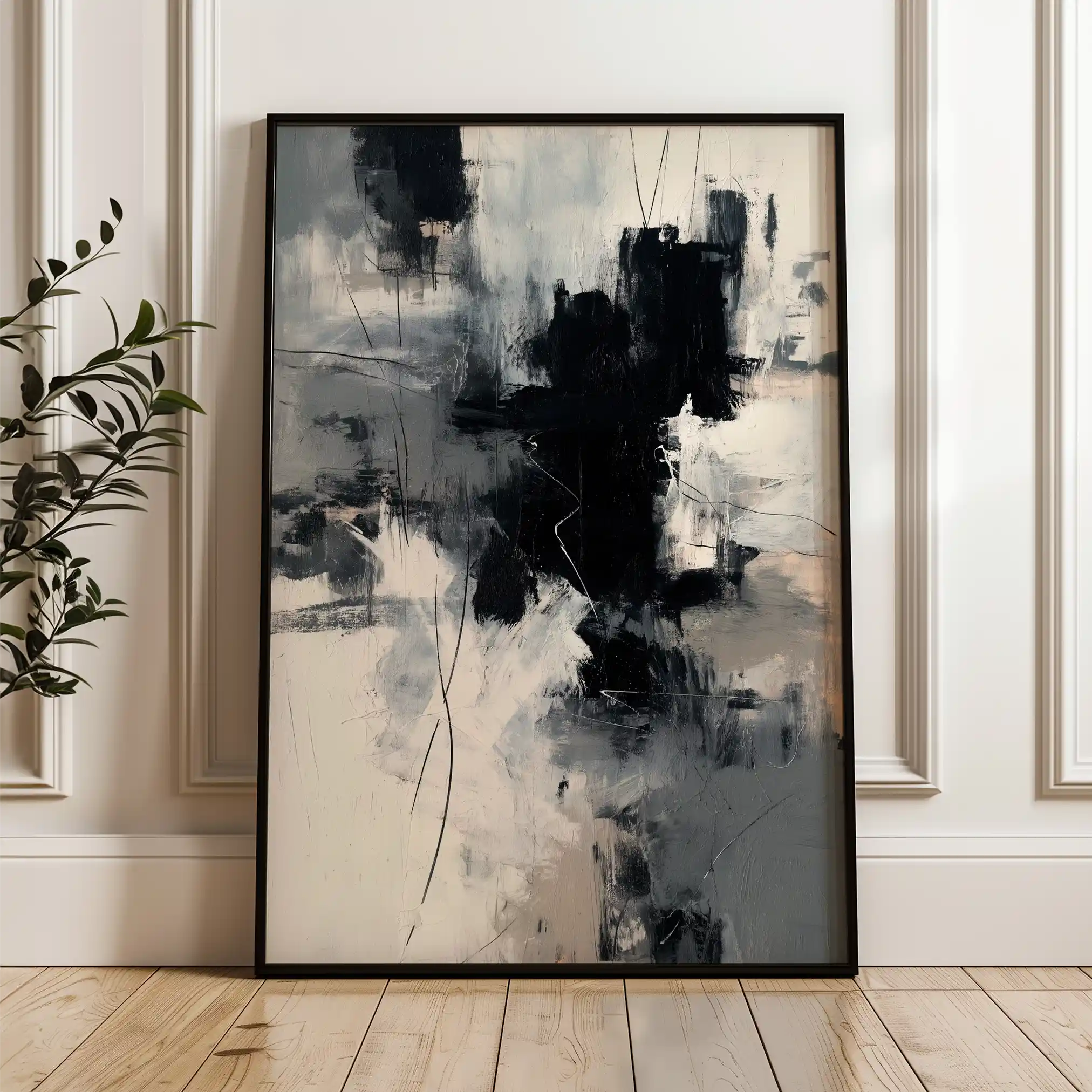 Abstract 1859 Canvas Art 60 x 40 cm / Black