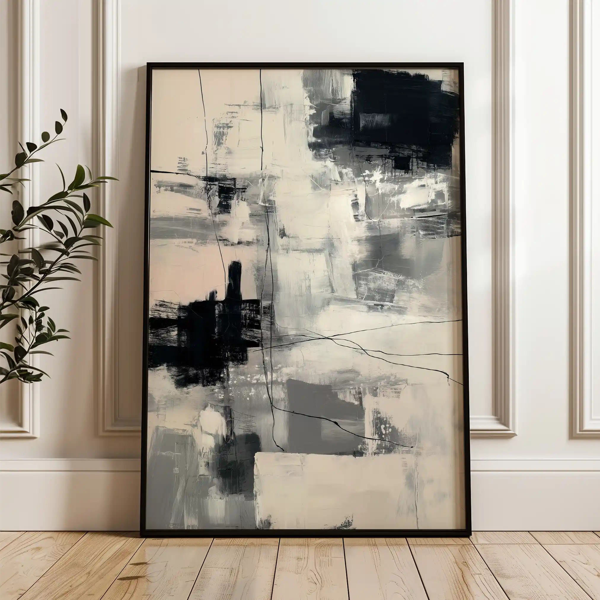Abstract 1879 Canvas Art 60 x 40 cm / Black