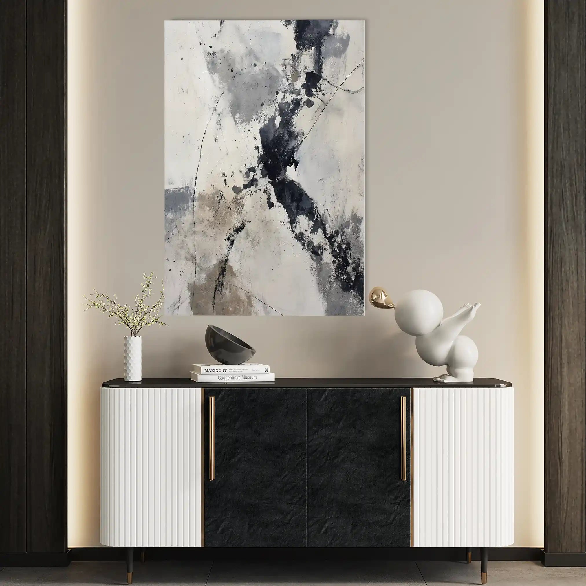 Abstract 1893 Canvas Art 60 x 40 cm / Black