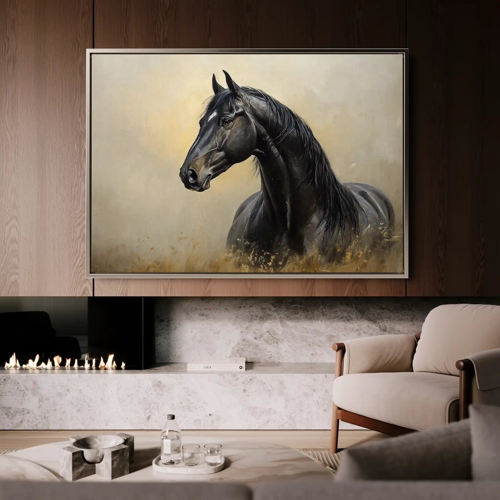 Horses 193 Canvas Art 60 x 40 cm / Black