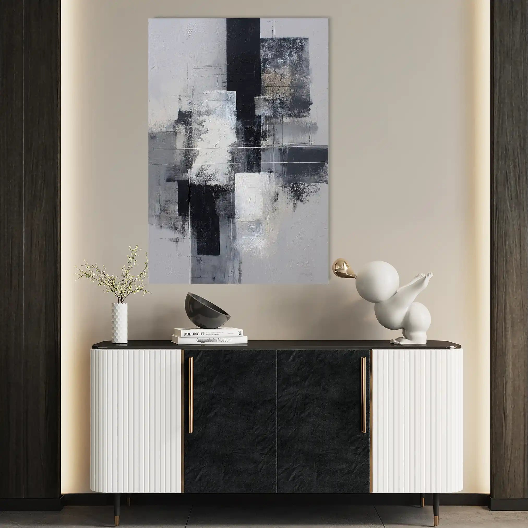 Abstract 1932 Canvas Art 60 x 40 cm / Black