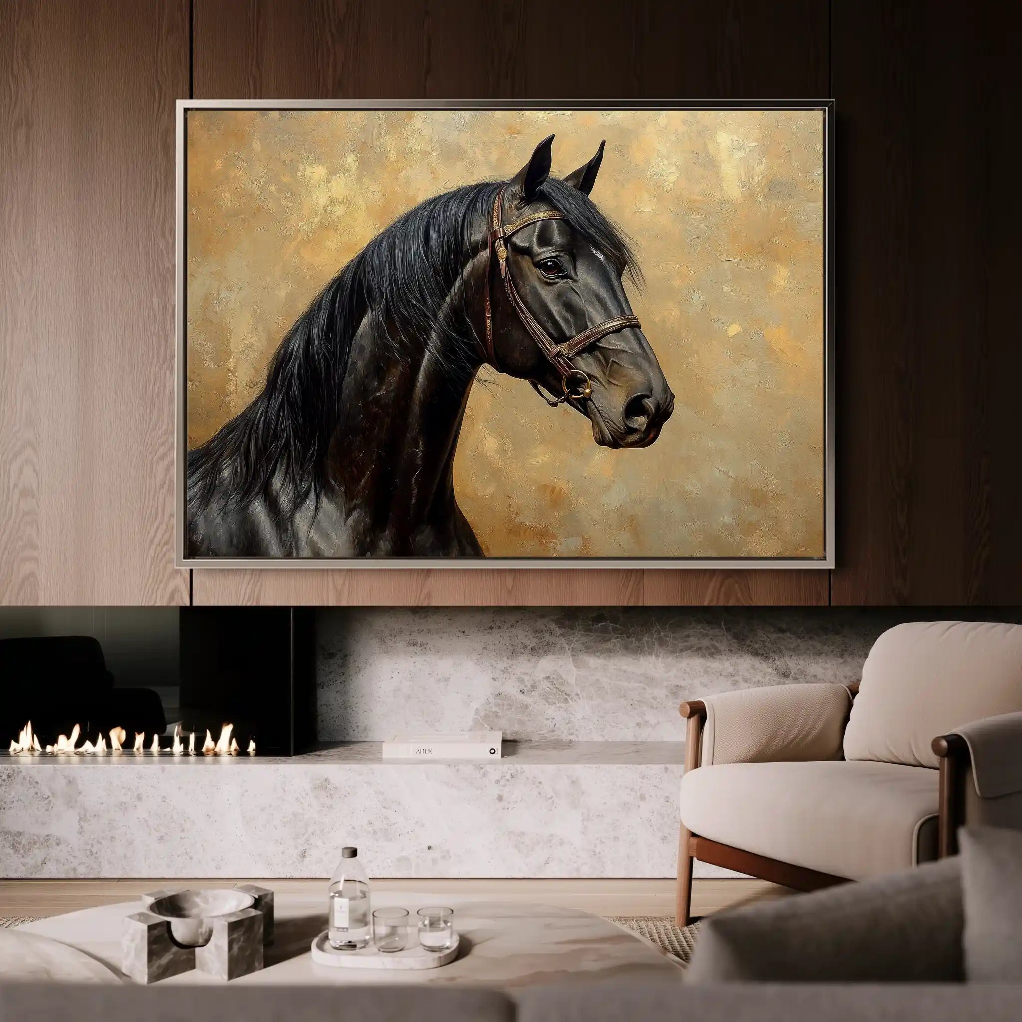 Horses 195 Canvas Art 60 x 40 cm / Black