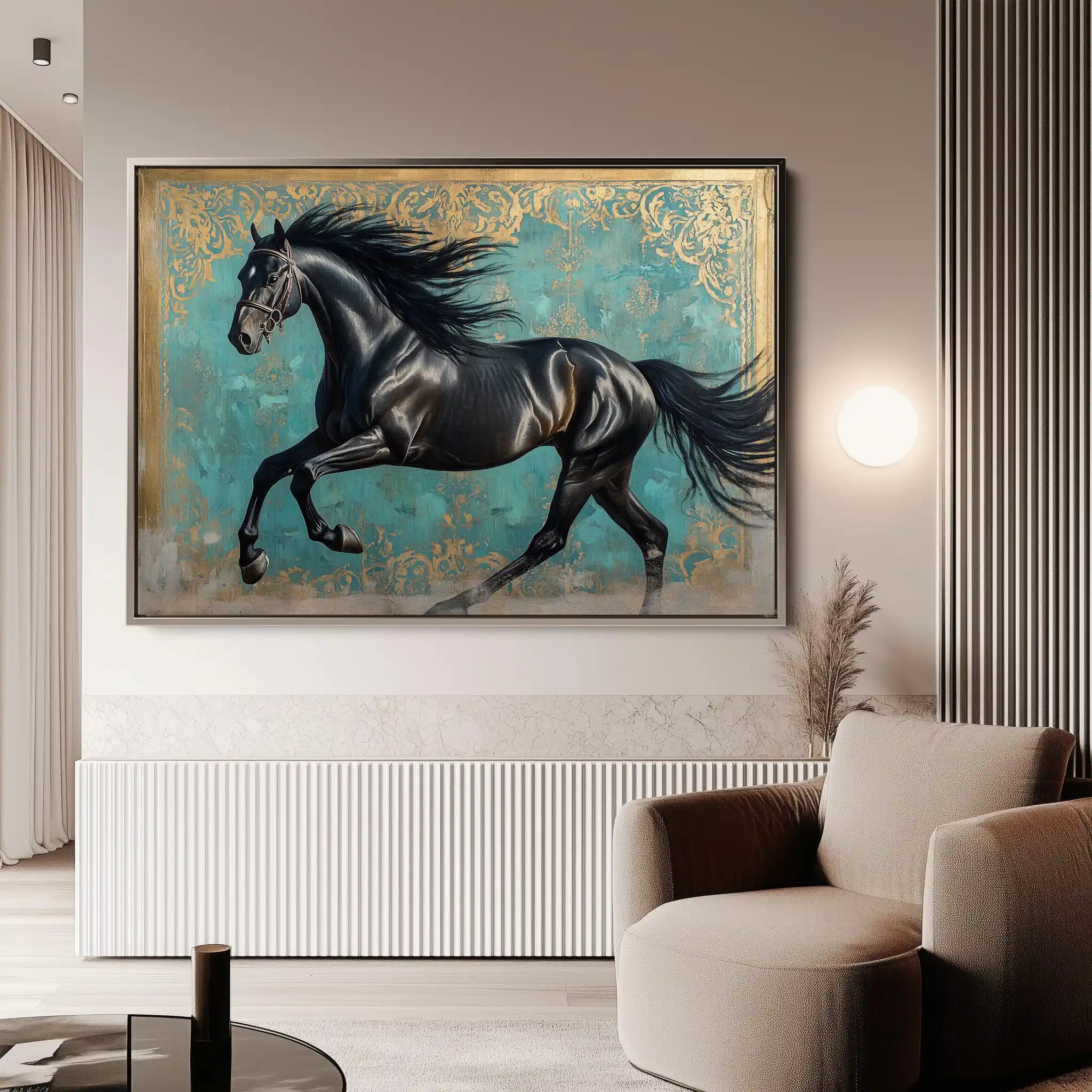 Horses 197 Canvas Art 60 x 40 cm / Black