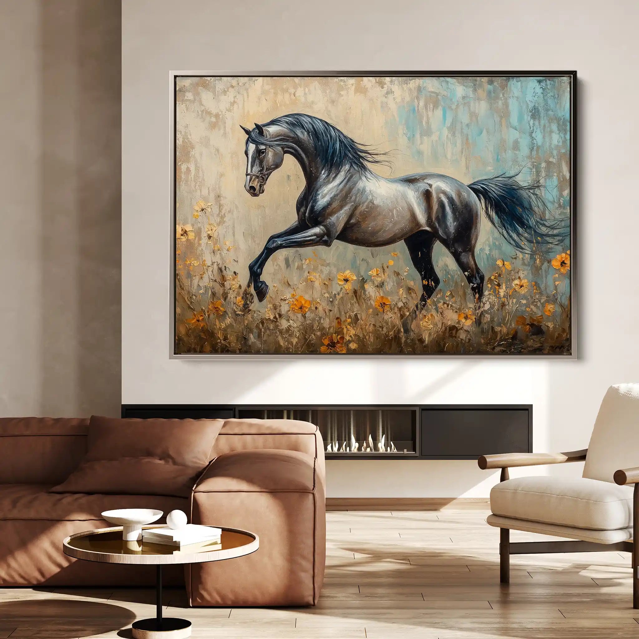 Horses 198 Canvas Art 60 x 40 cm / Black