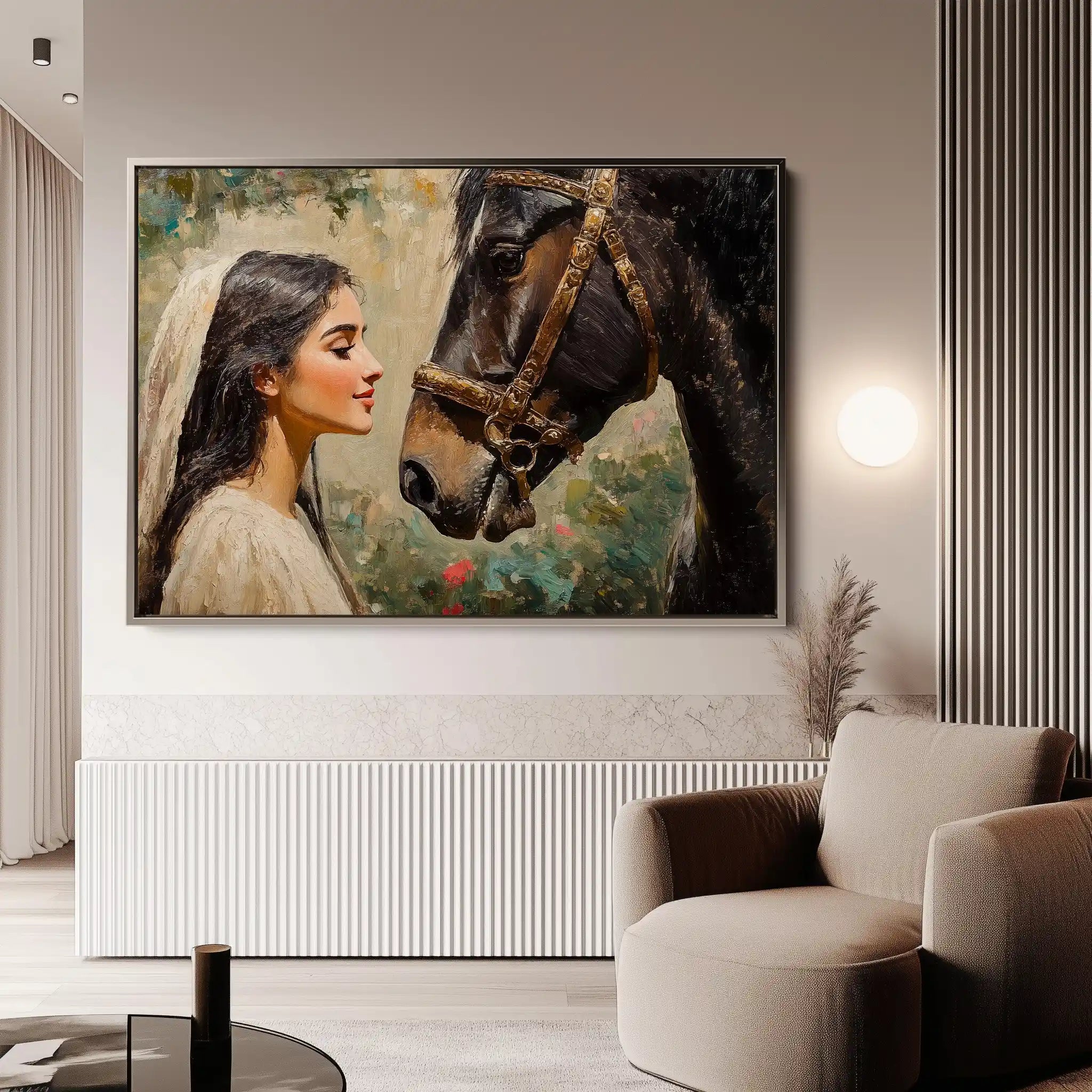 Horses 202 Canvas Art 60 x 40 cm / Black