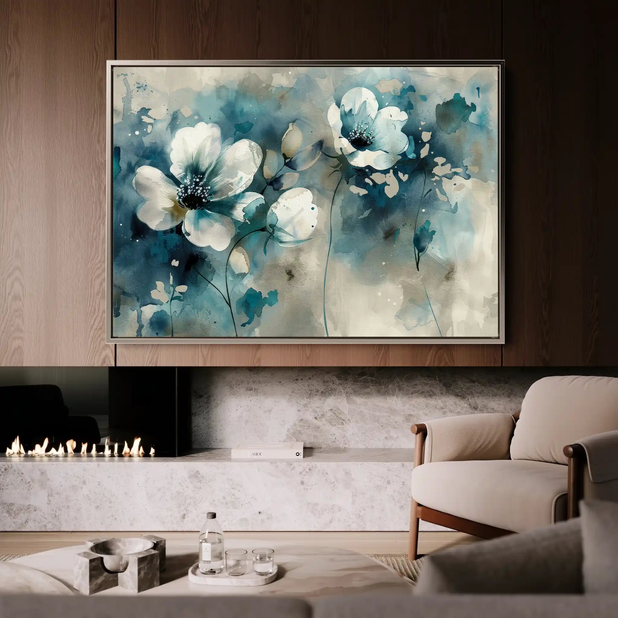 Floral 204 Canvas Art 60 x 40 cm / Black