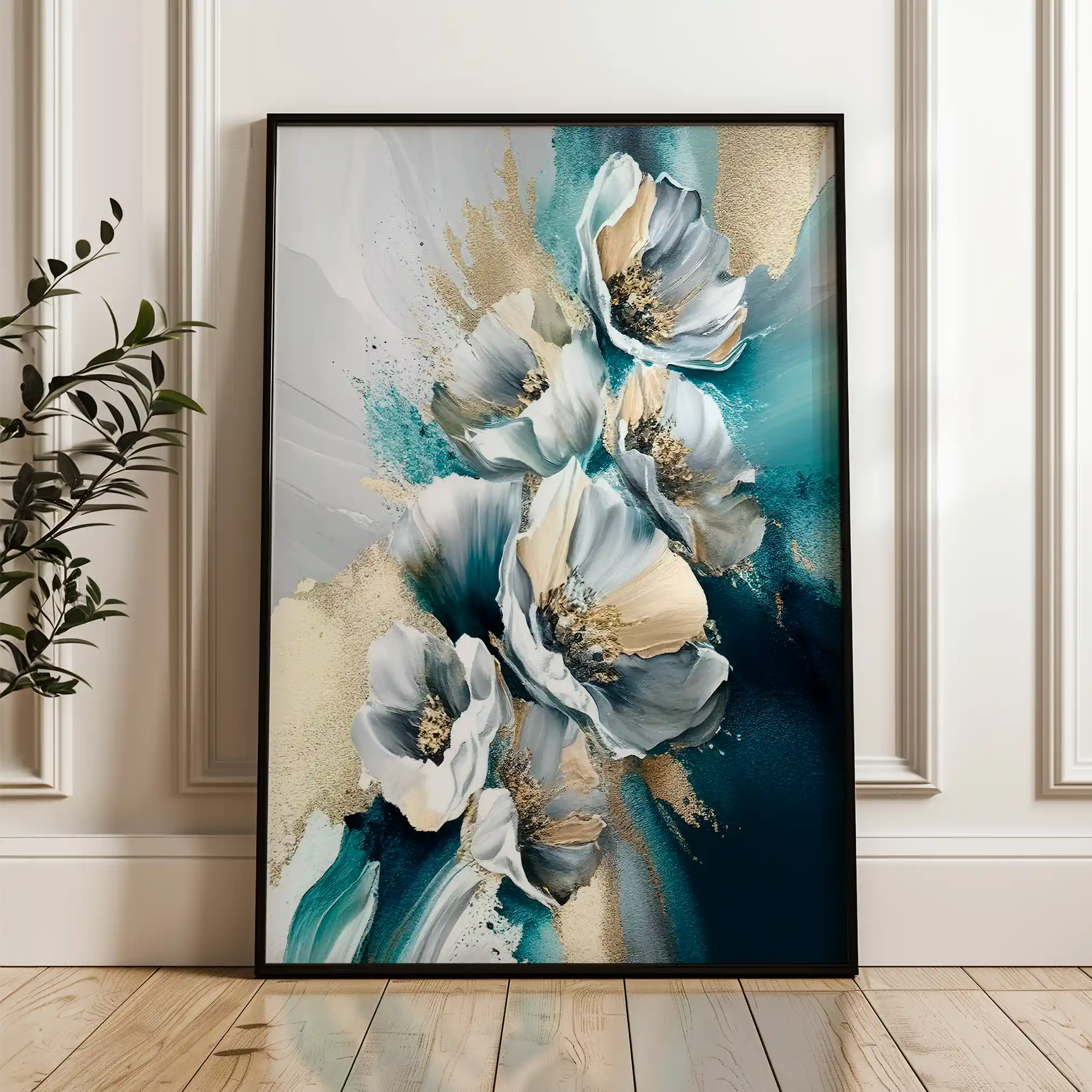 Floral 211 Canvas Art 60 x 40 cm / Black