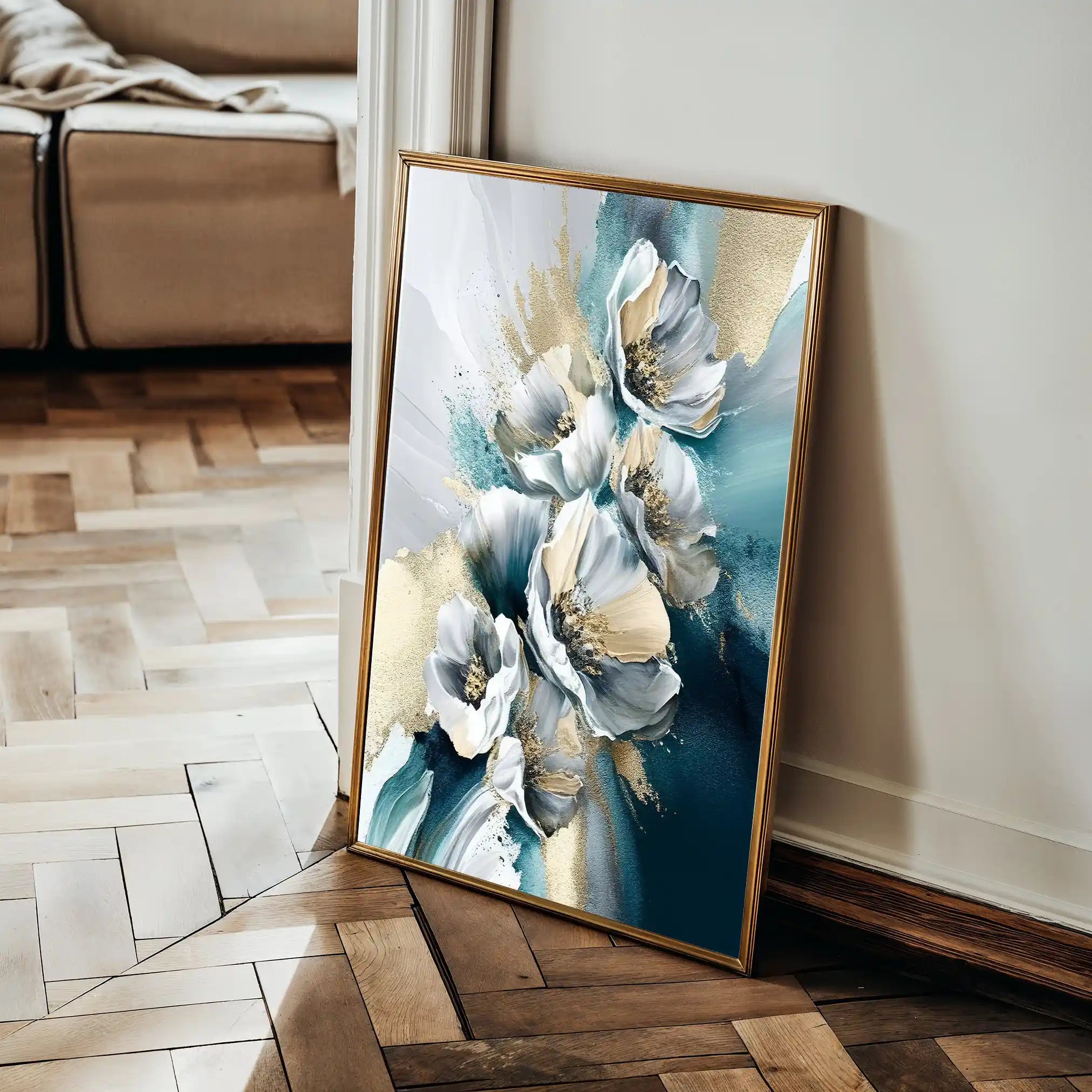 Floral 211 Canvas Art 60 x 40 cm / Black