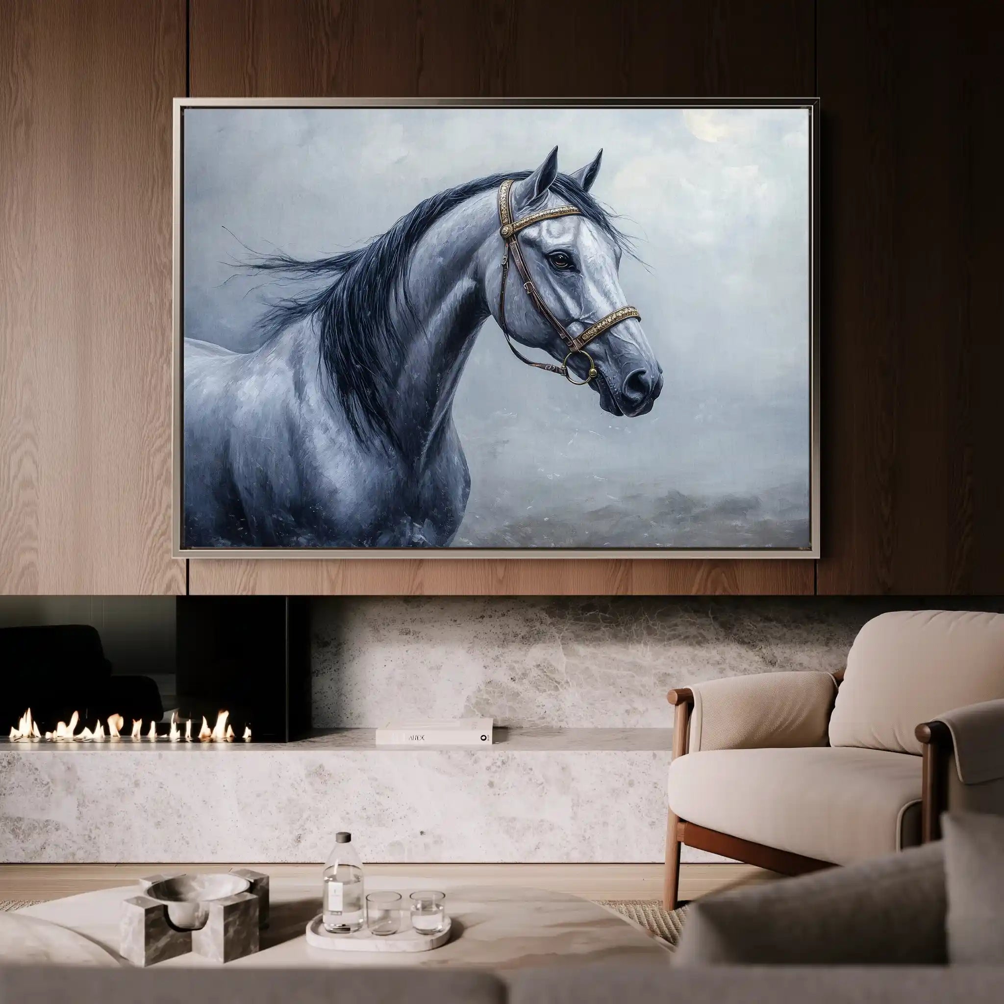 Horses 226 Canvas Art 60 x 40 cm / Black