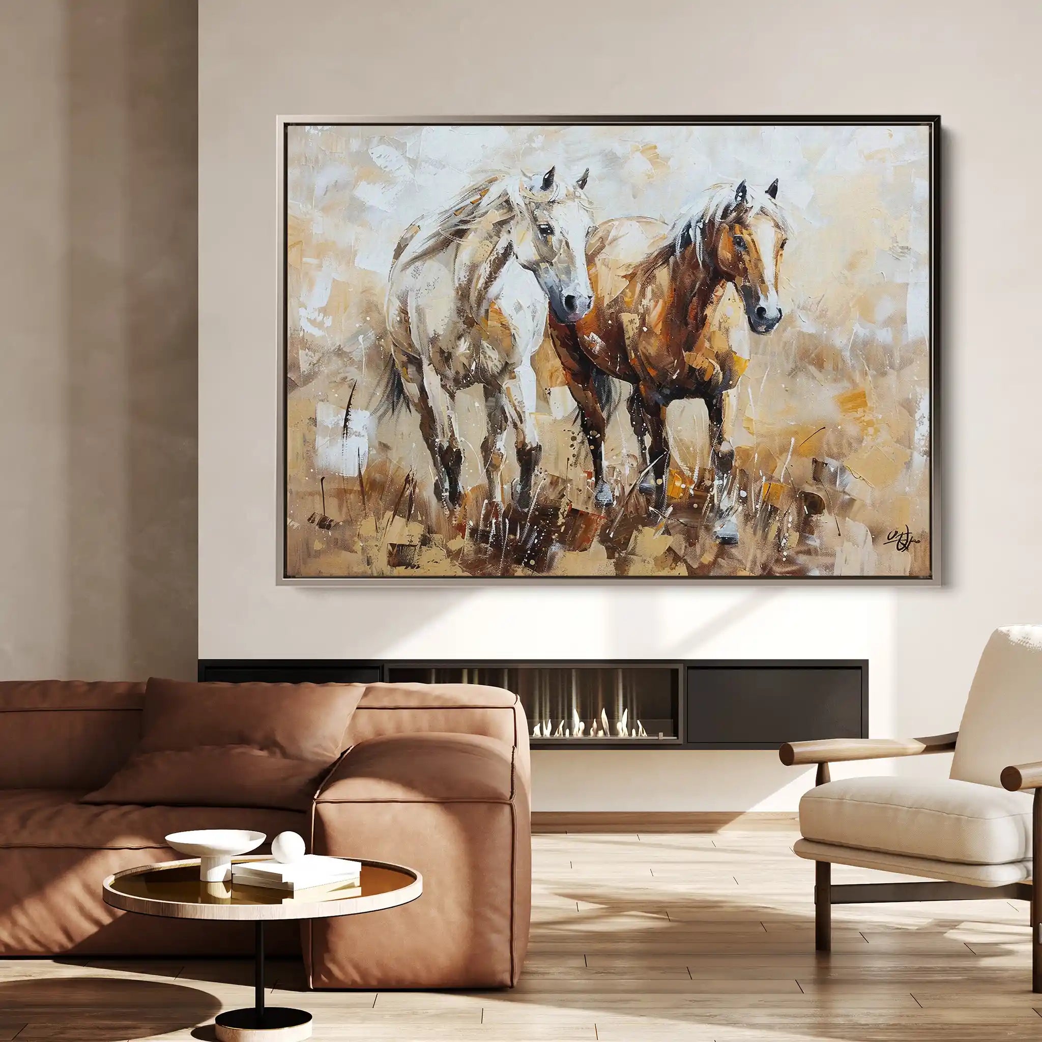 Horses 246 Canvas Art 60 x 40 cm / Black