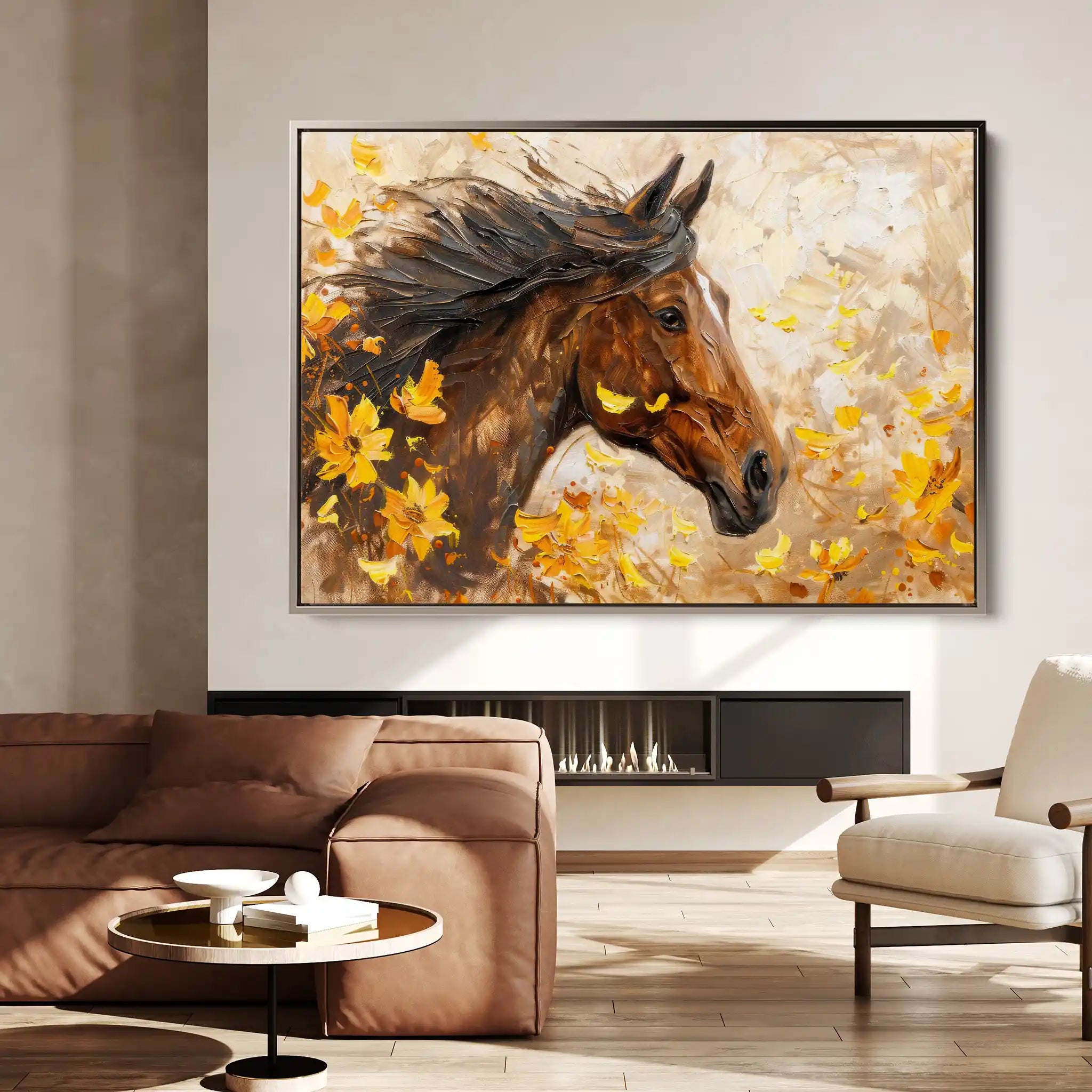 Horses 251 Canvas Art 60 x 40 cm / Black