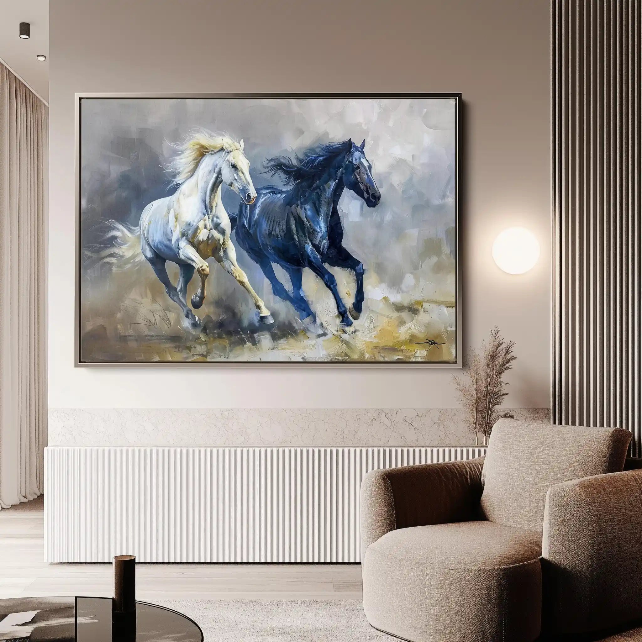 Horses 252 Canvas Art 60 x 40 cm / Black