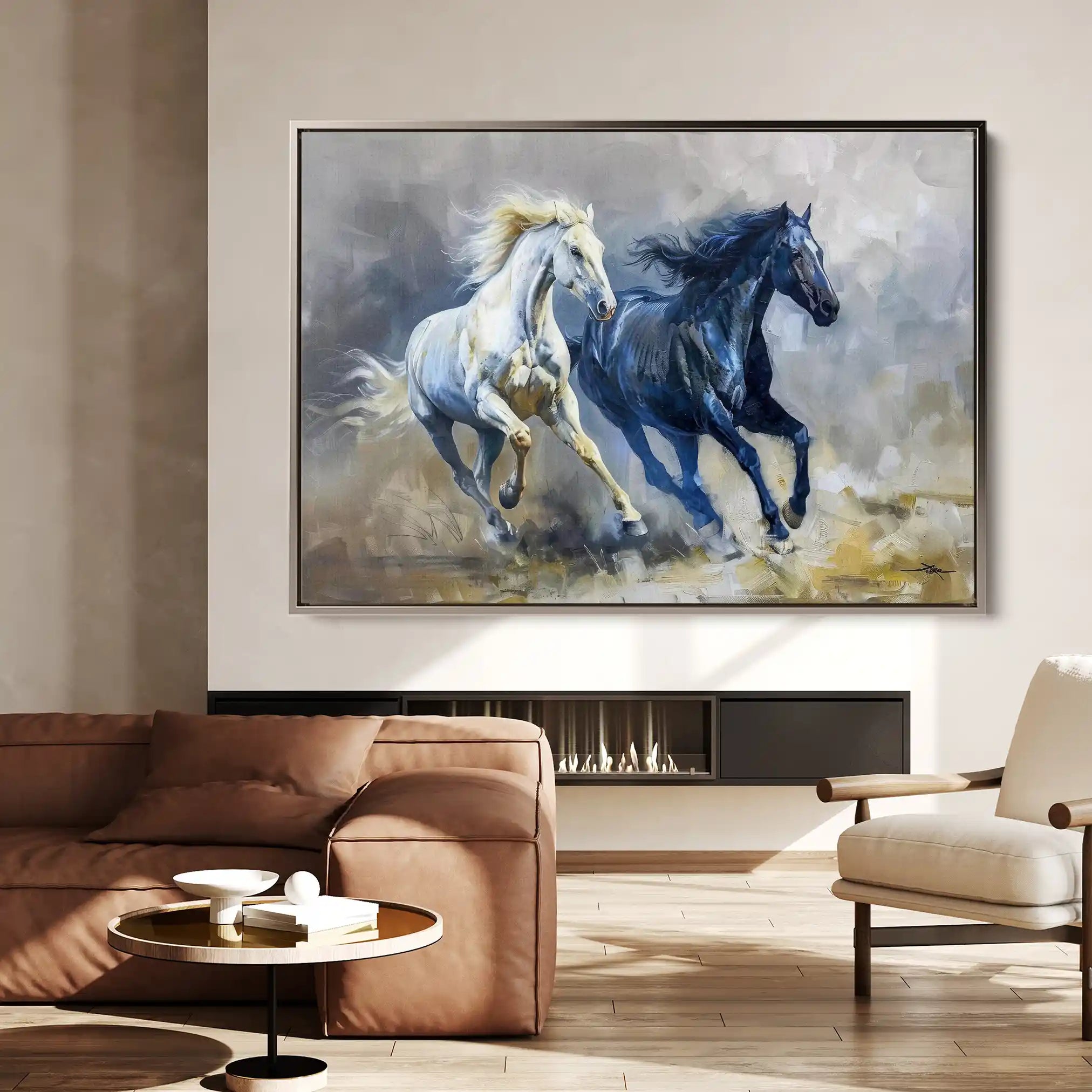 Horses 252 Canvas Art 60 x 40 cm / Black