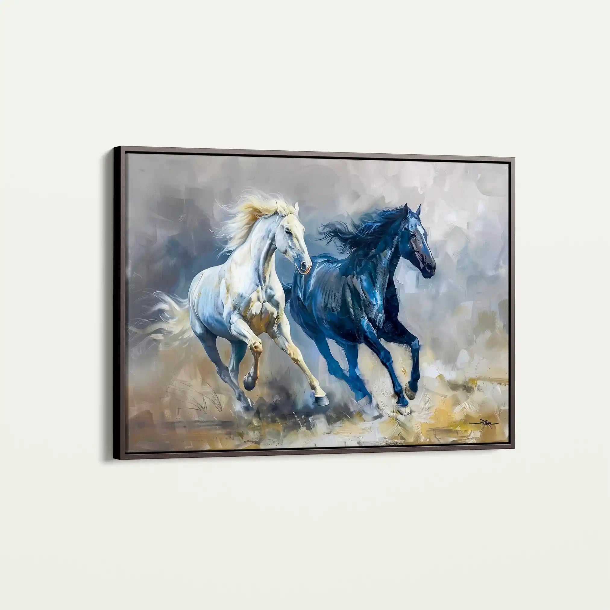 Horses 252 Canvas Art 60 x 40 cm / Black
