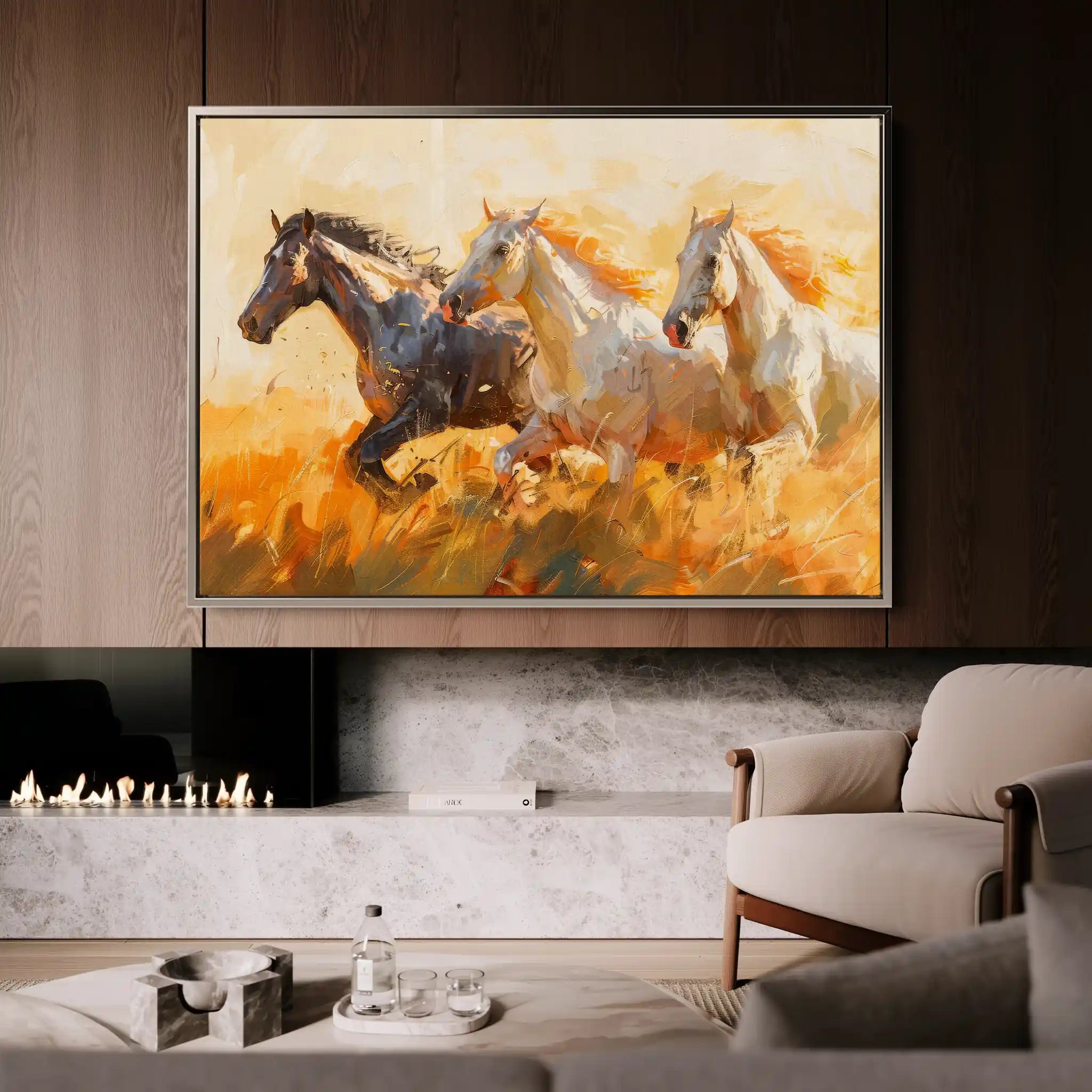 Horses 253 Canvas Art 60 x 40 cm / Black