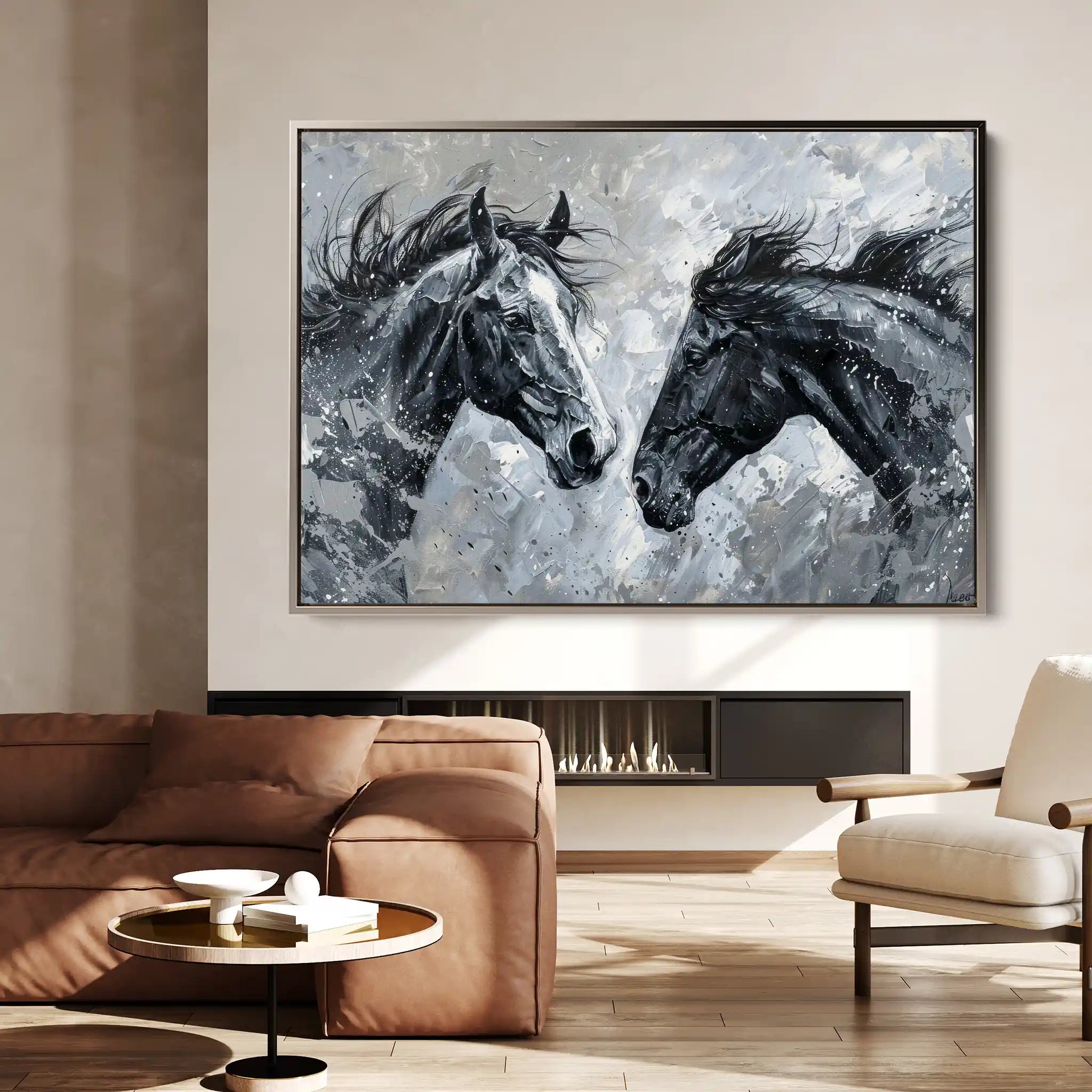Horses 254 Canvas Art 60 x 40 cm / Black