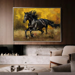 Horses 256 Canvas Art 60 x 40 cm / Black