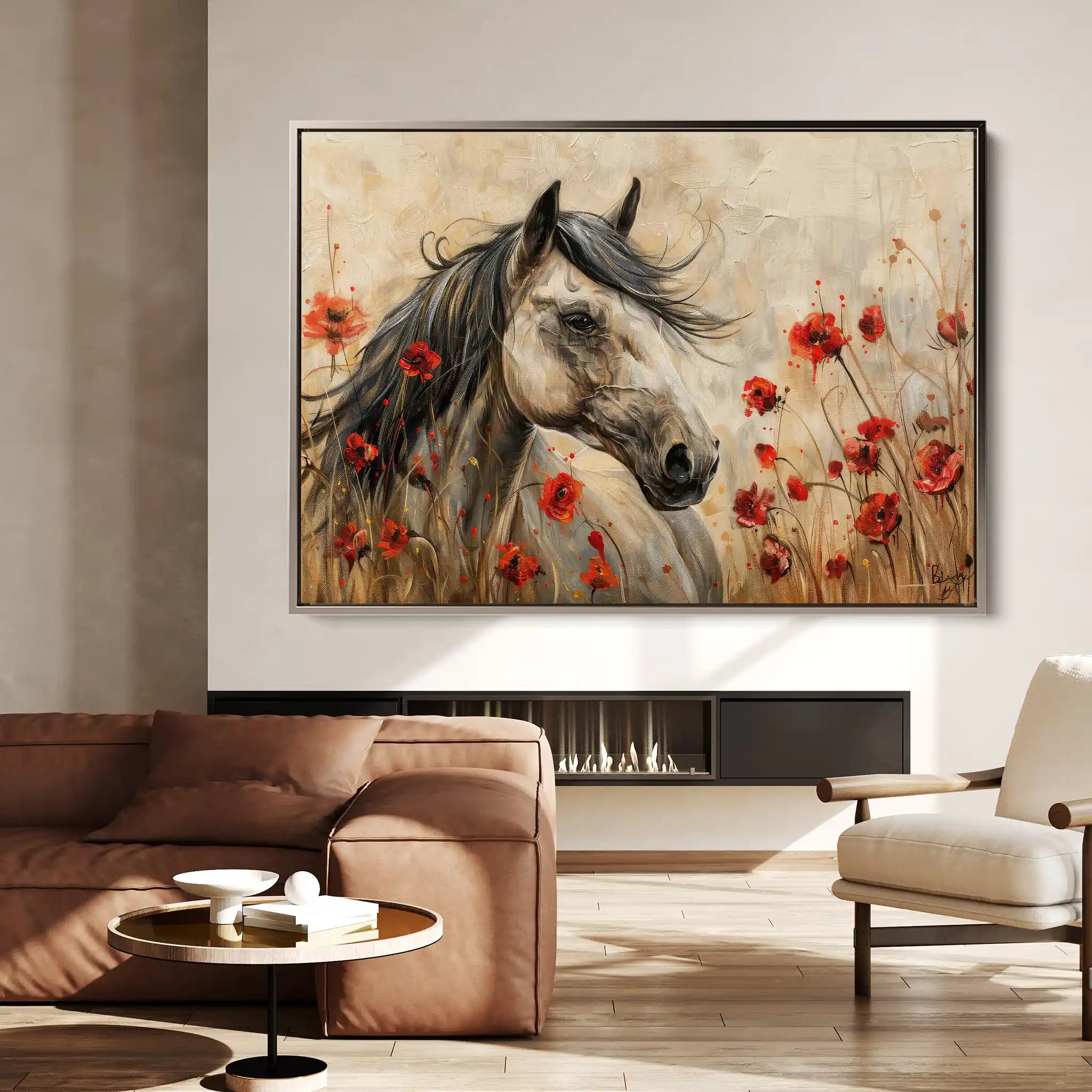 Horses 258 Canvas Art 60 x 40 cm / Black
