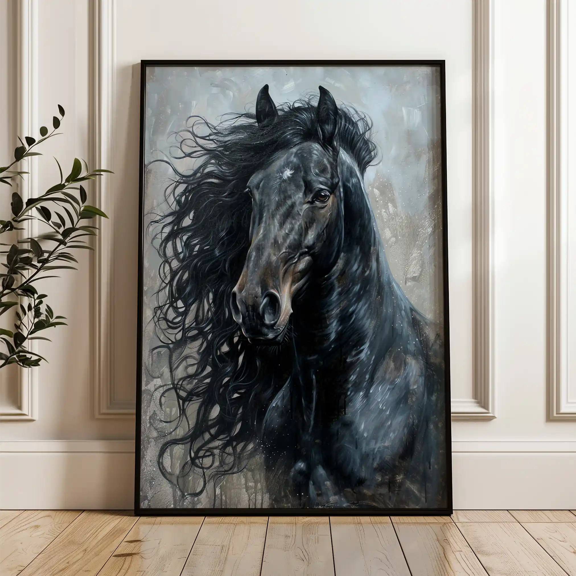 Horses 260 Canvas Art 60 x 40 cm / Black