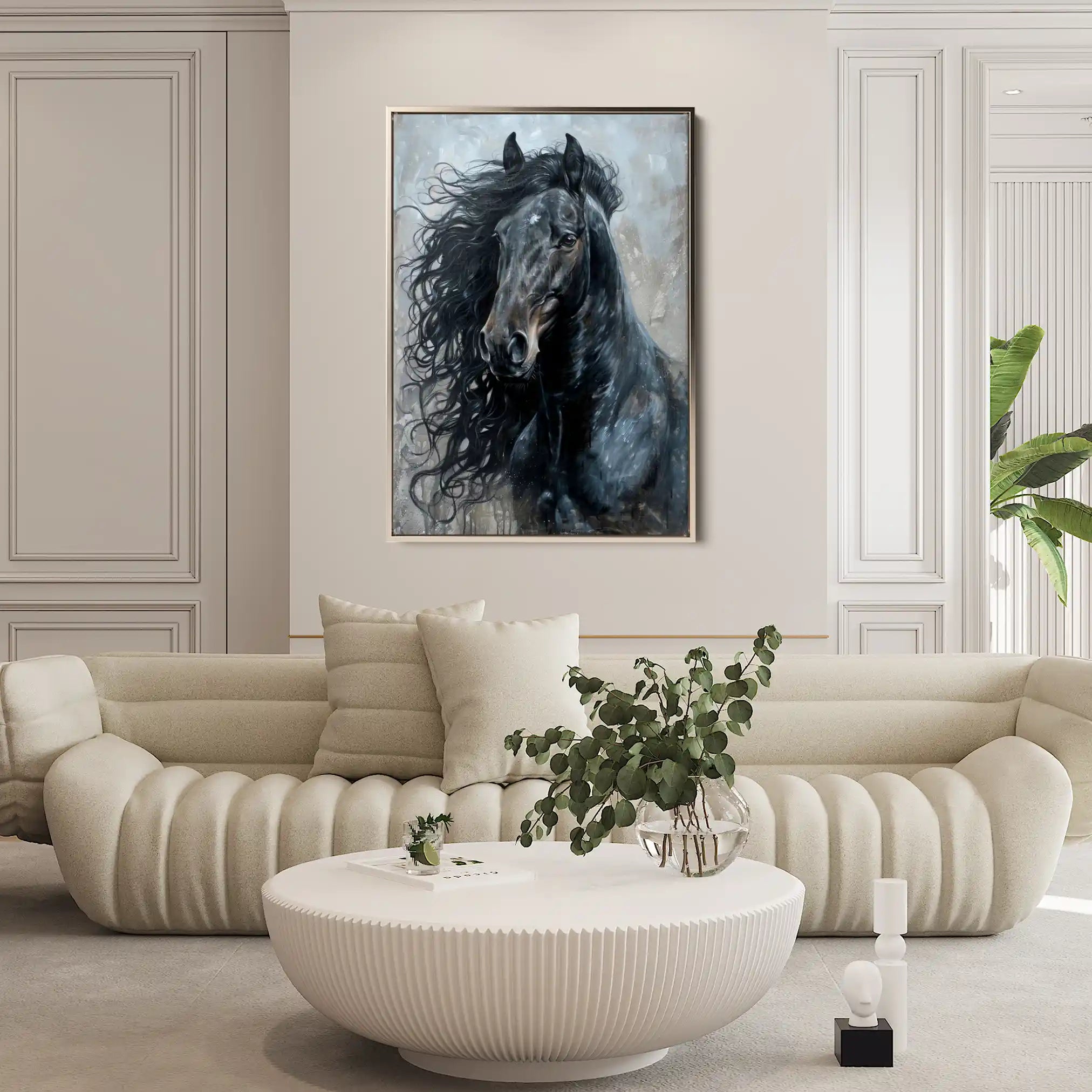Horses 260 Canvas Art 60 x 40 cm / Black