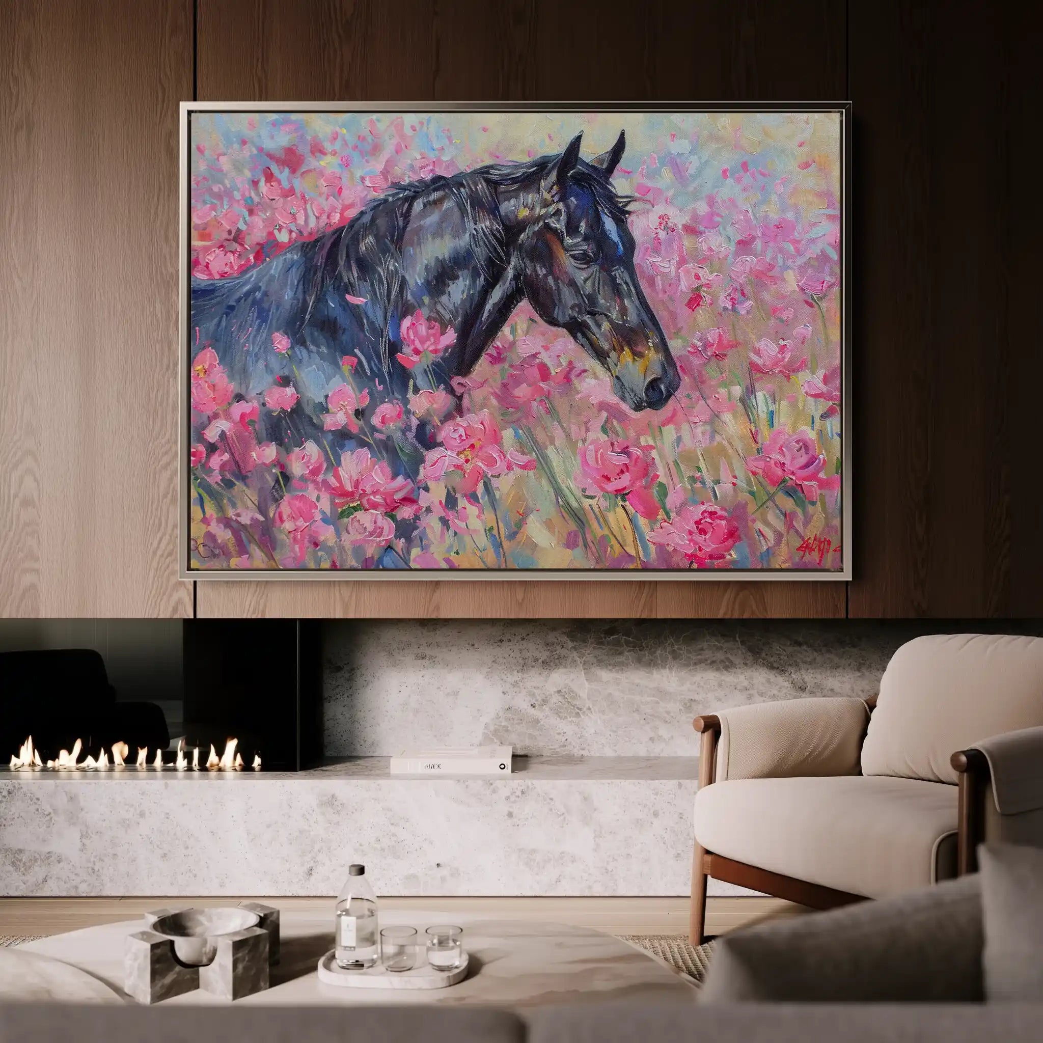 Horses 261 Canvas Art 60 x 40 cm / Black