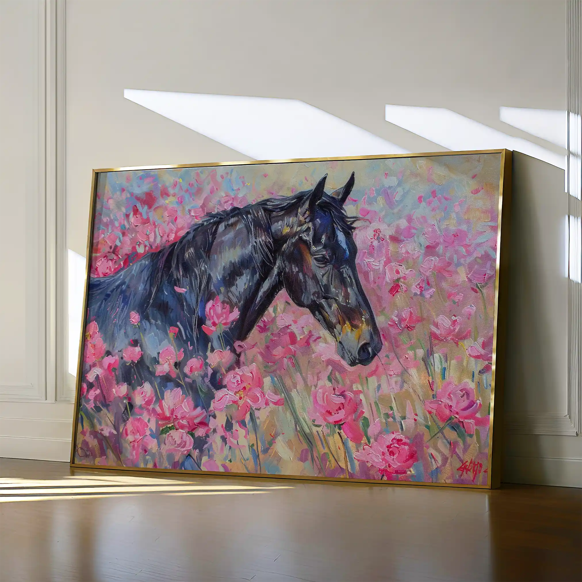 Horses 261 Canvas Art 60 x 40 cm / Black