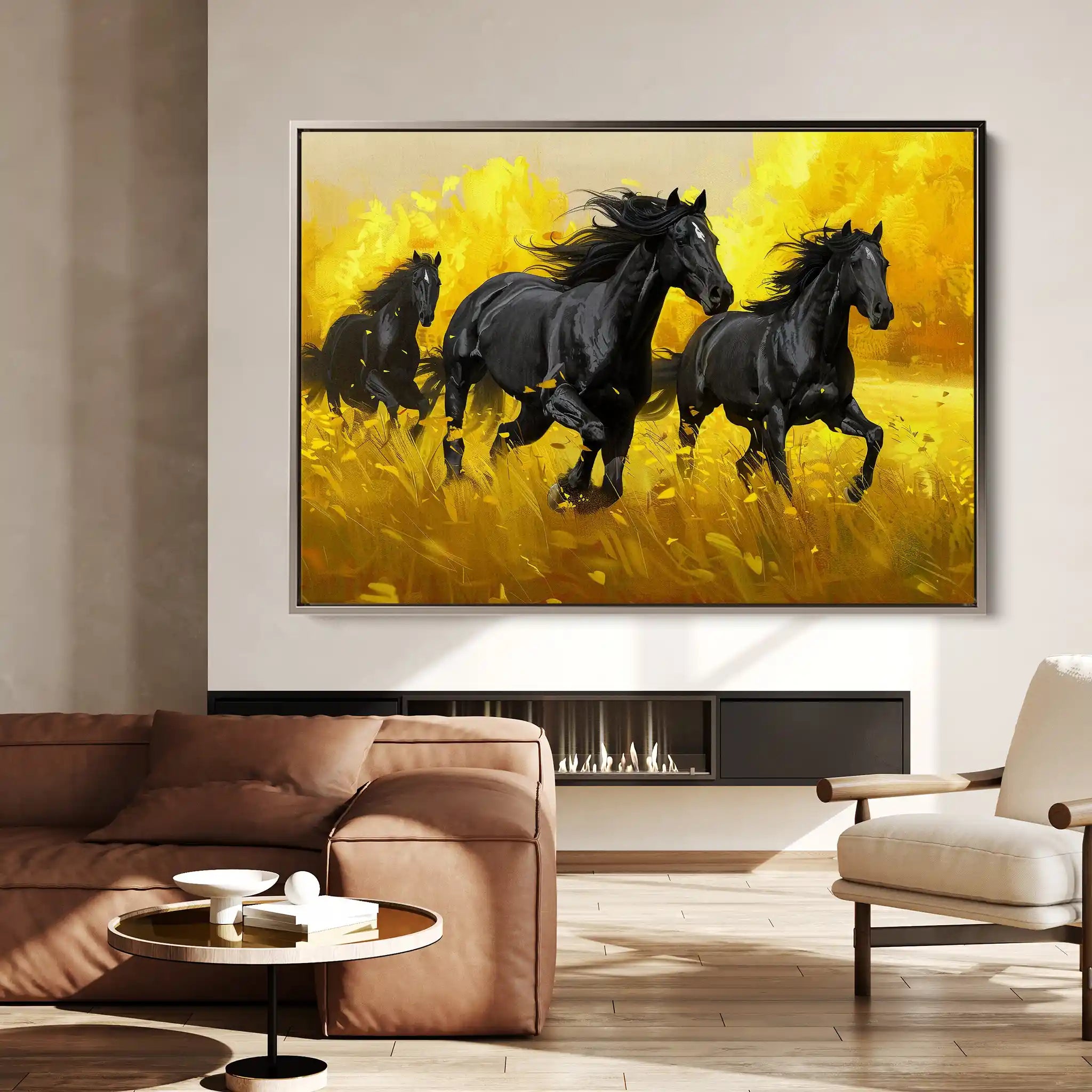 Horses 262 Canvas Art 60 x 40 cm / Black