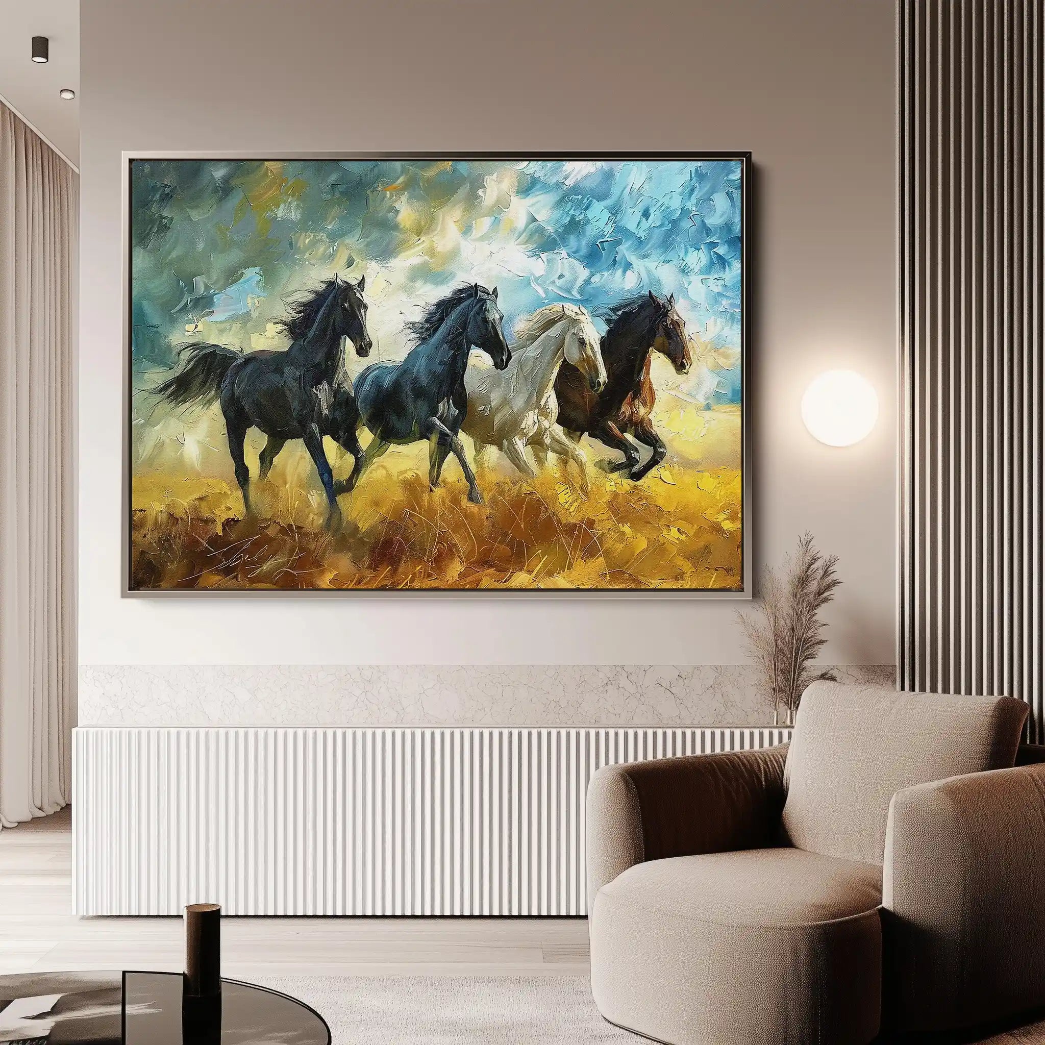 Horses 263 Canvas Art 60 x 40 cm / Black