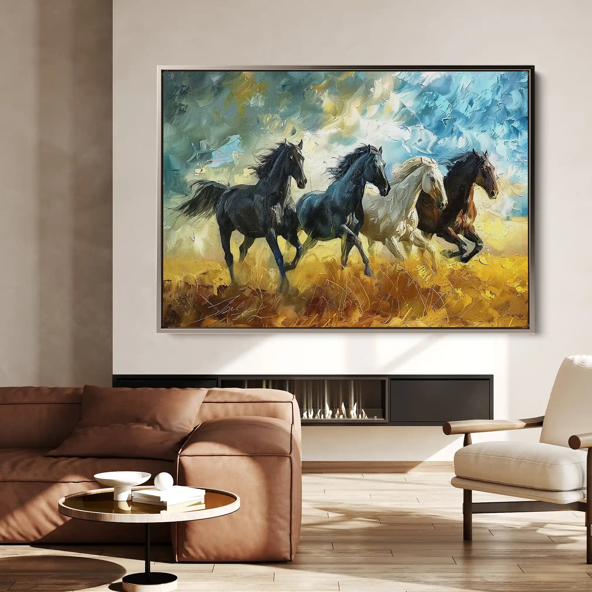 Horses 263 Canvas Art 60 x 40 cm / Black
