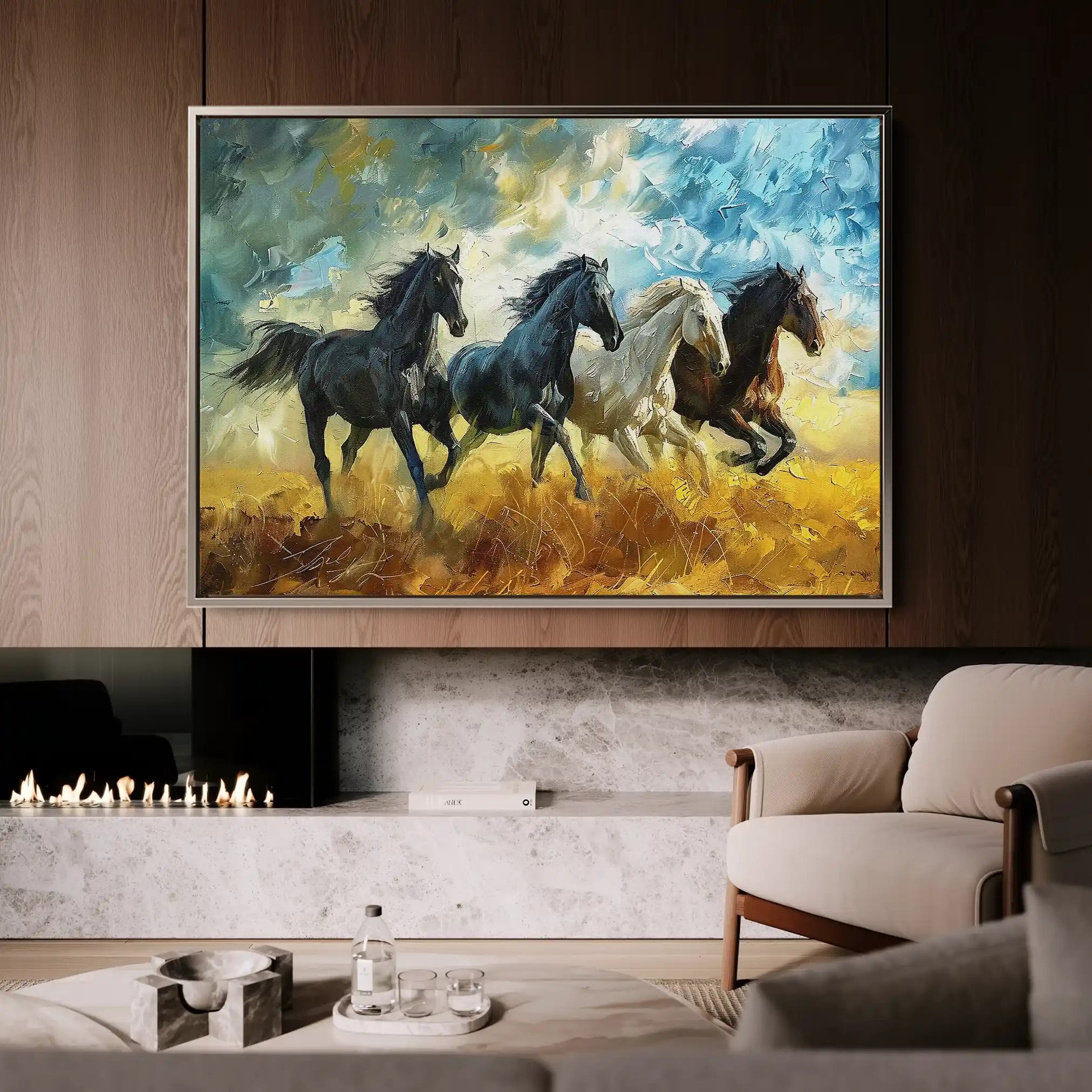 Horses 263 Canvas Art 60 x 40 cm / Black