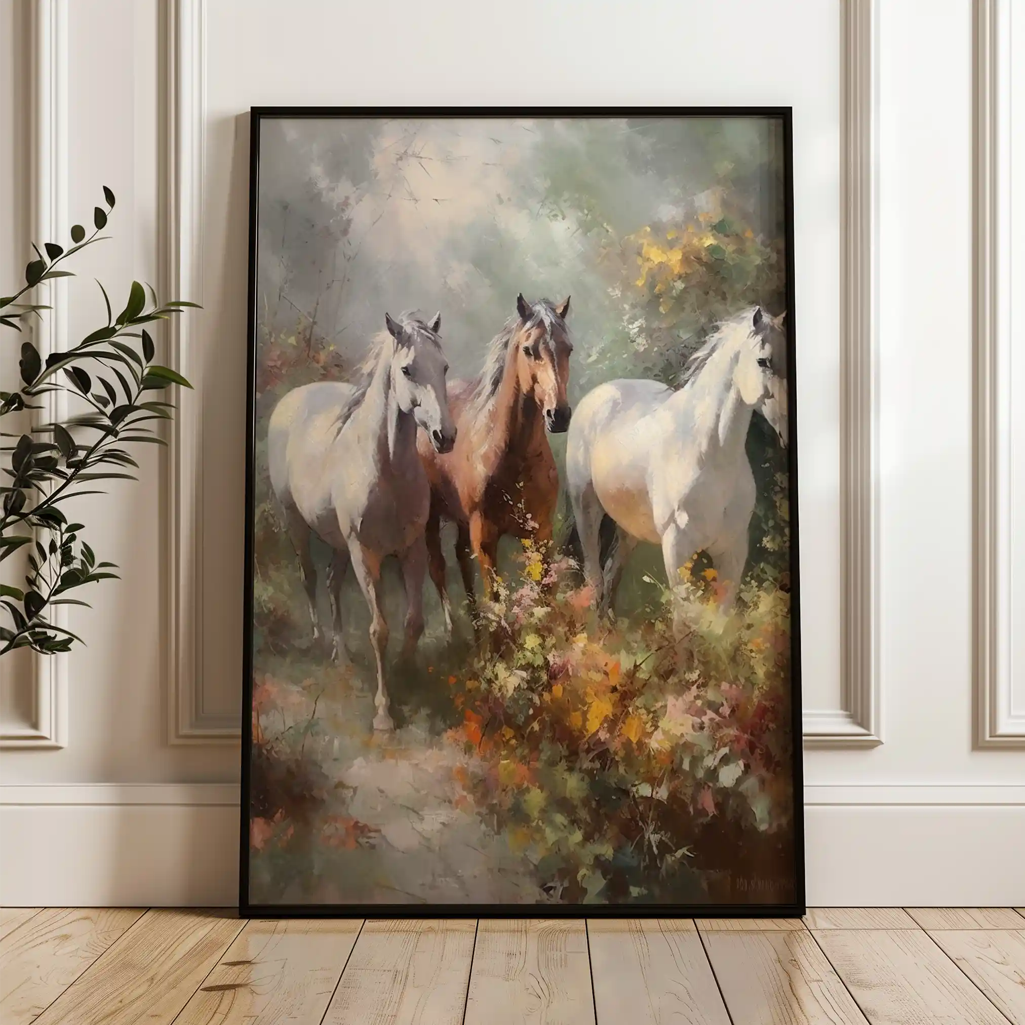 Horses 264 Canvas Art 60 x 40 cm / Black