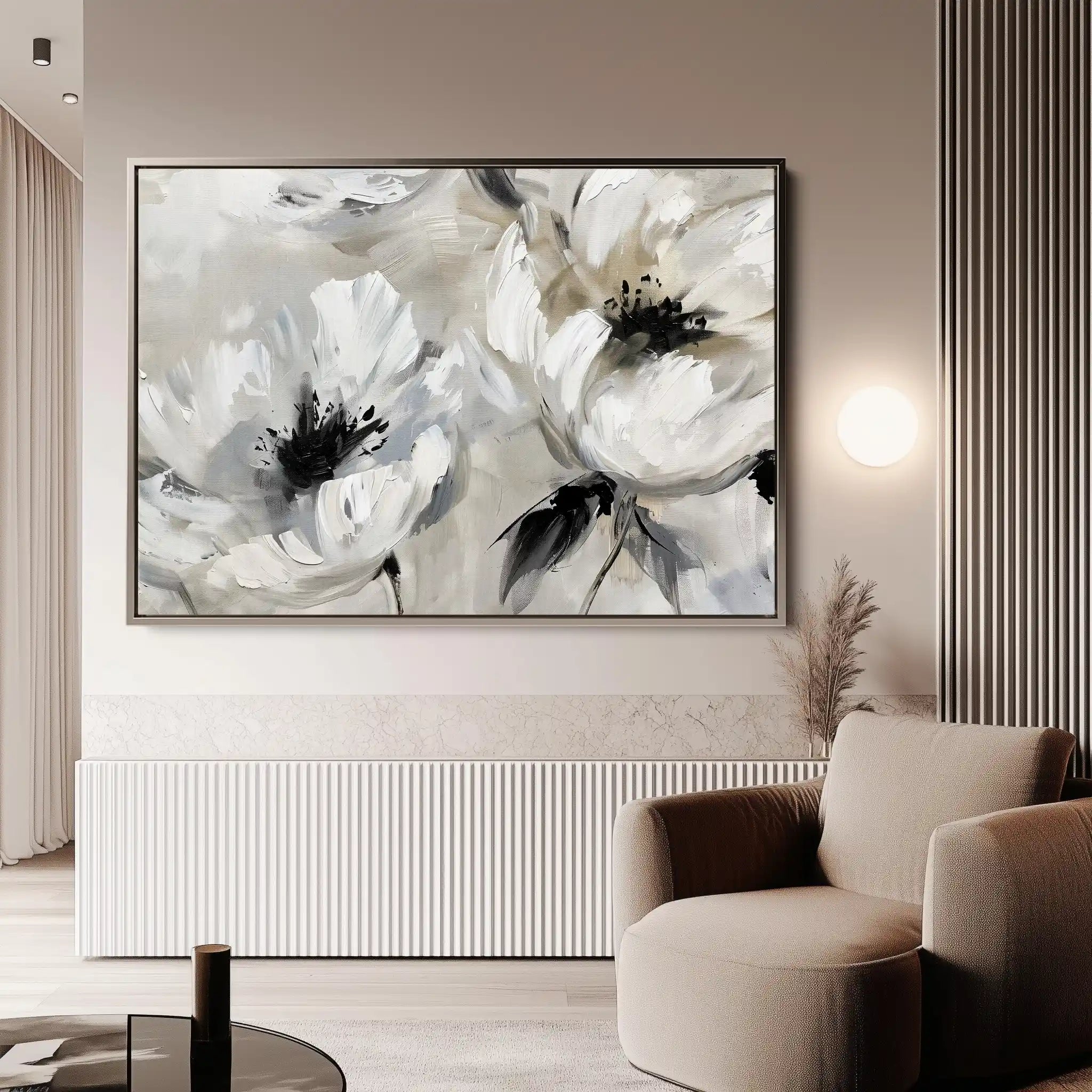 Floral 312 Canvas Art 60 x 40 cm / Black