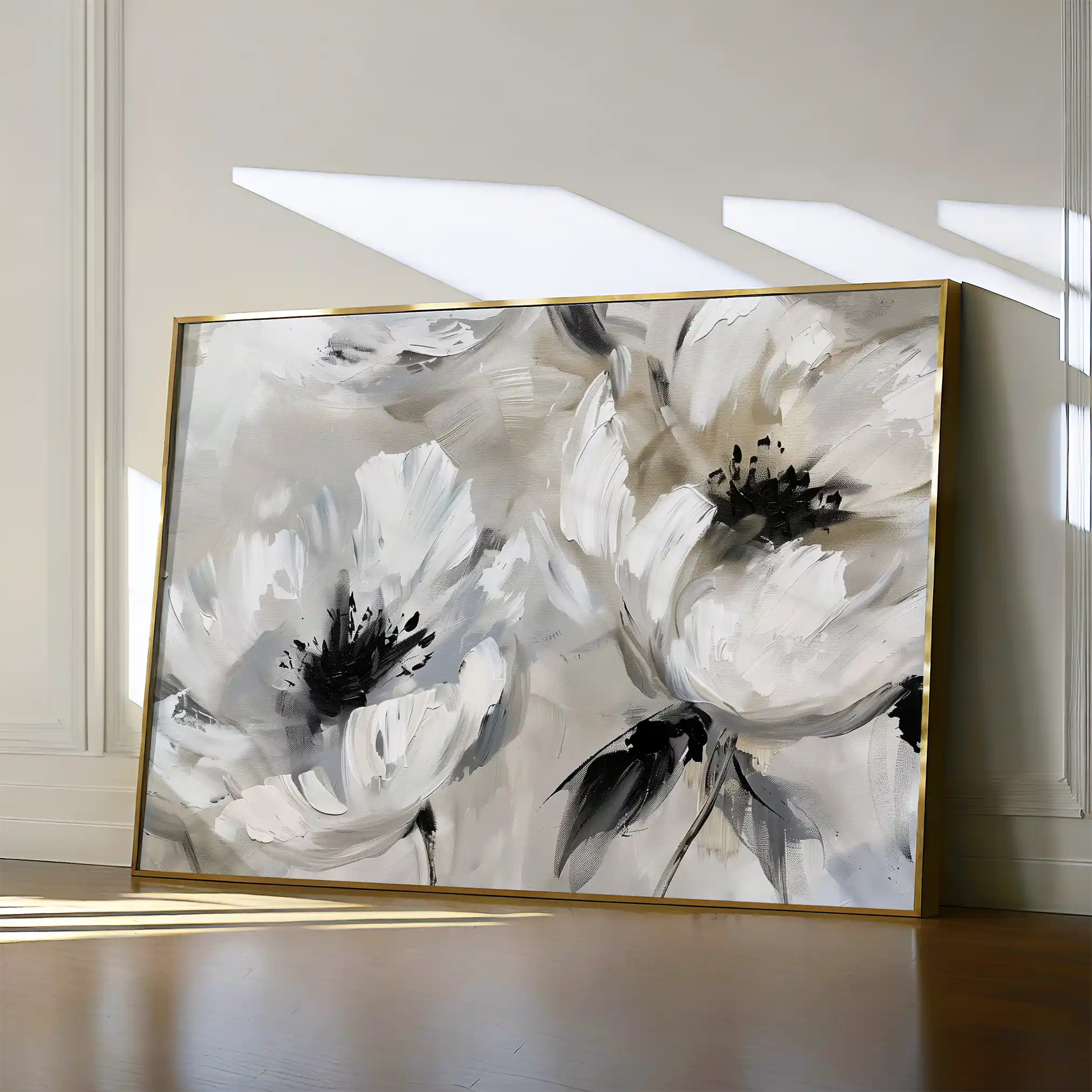 Floral 312 Canvas Art 60 x 40 cm / Black