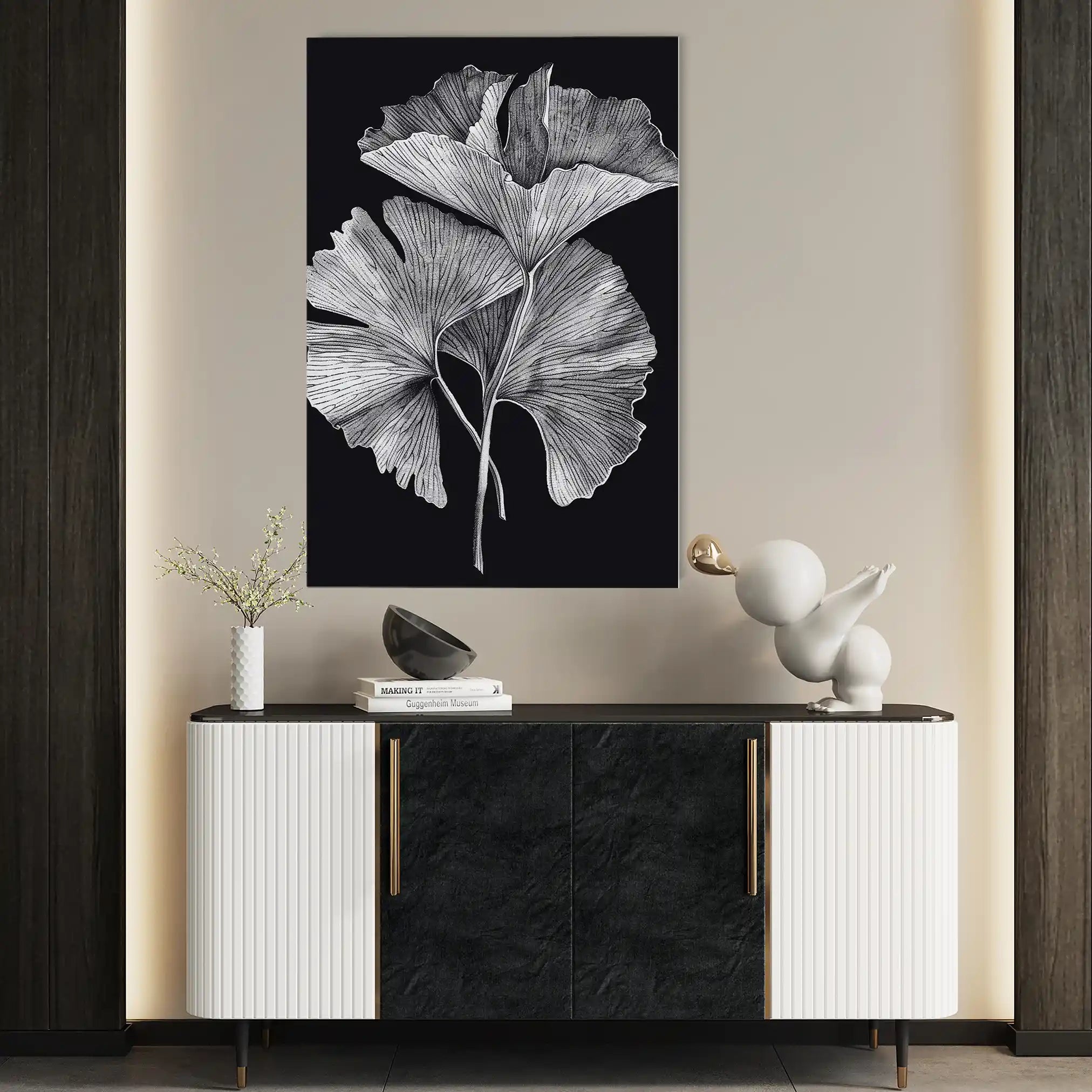 Floral 427 Canvas Art 60 x 40 cm / Black