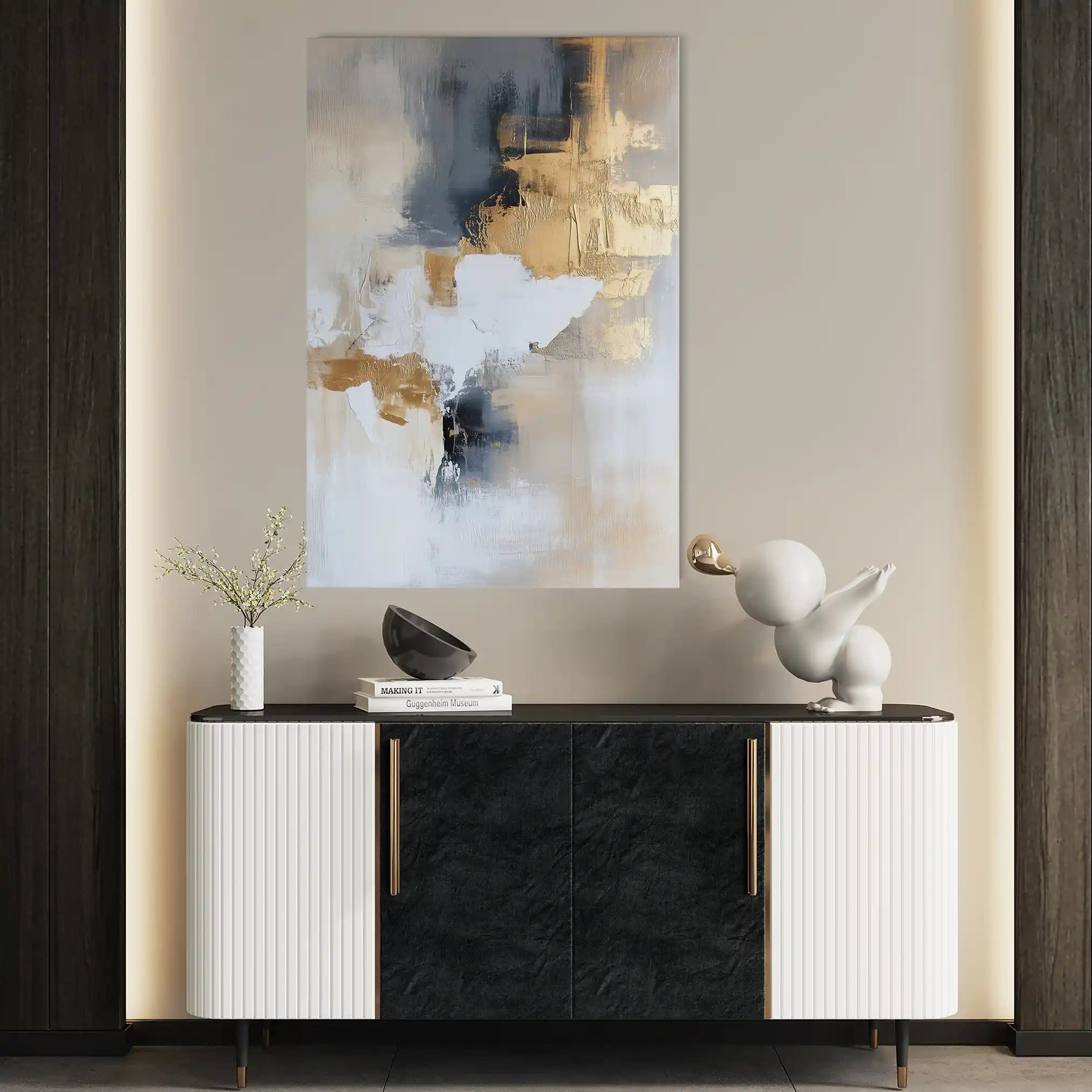 Abstract 440 Canvas Art 60 x 40 cm / Black