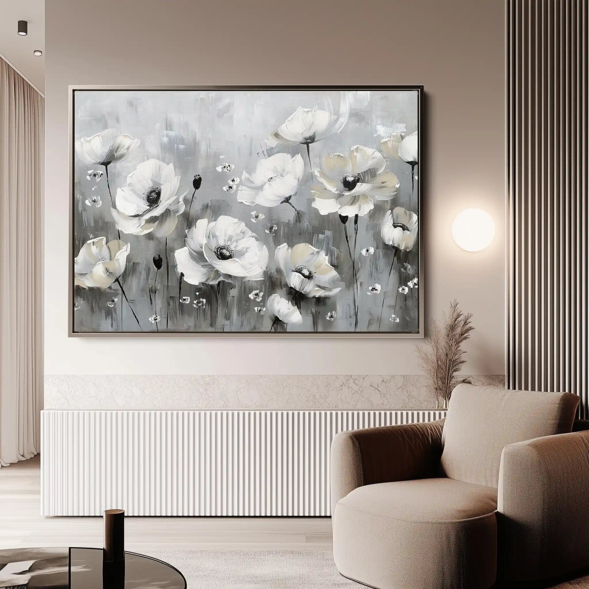 Floral 695 Canvas Art 60 x 40 cm / Black