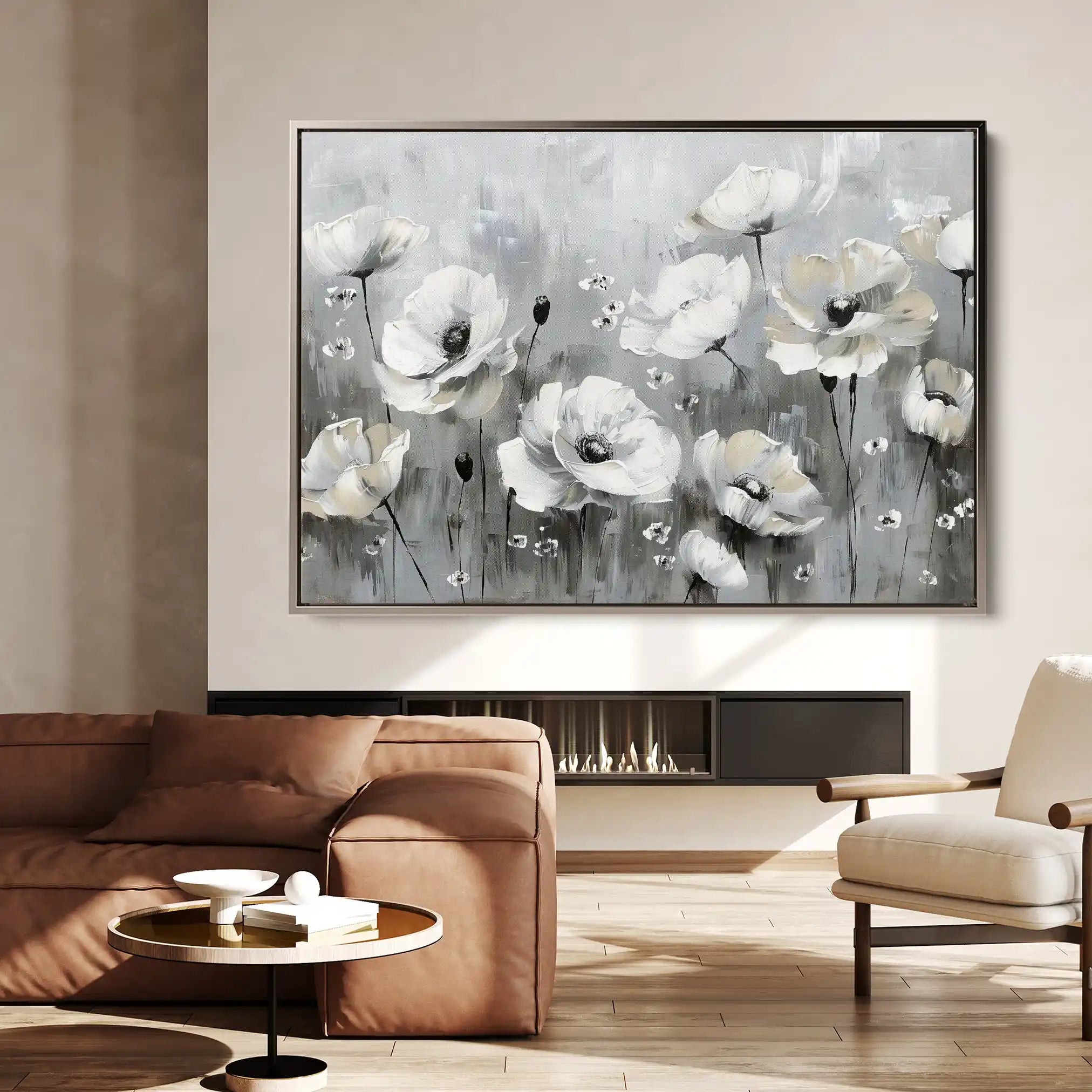 Floral 695 Canvas Art 60 x 40 cm / Black