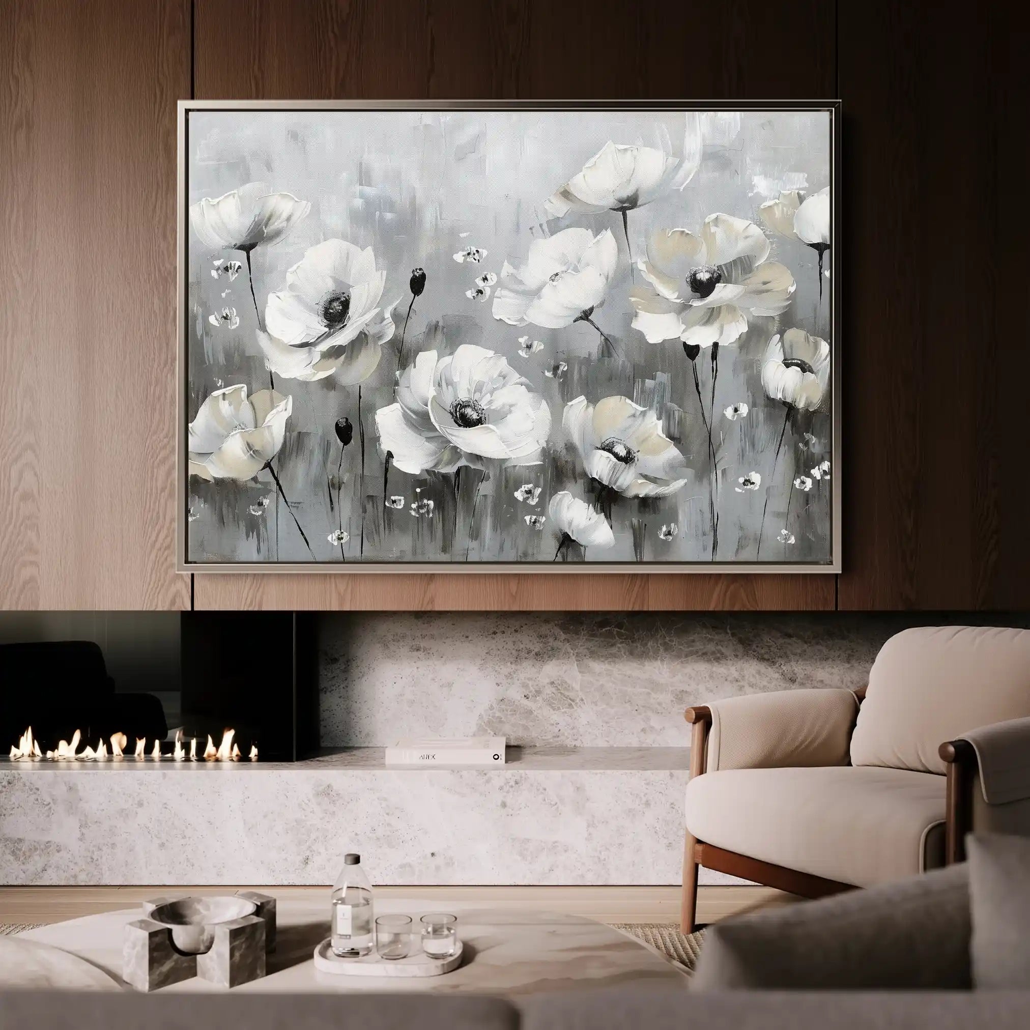 Floral 695 Canvas Art 60 x 40 cm / Black