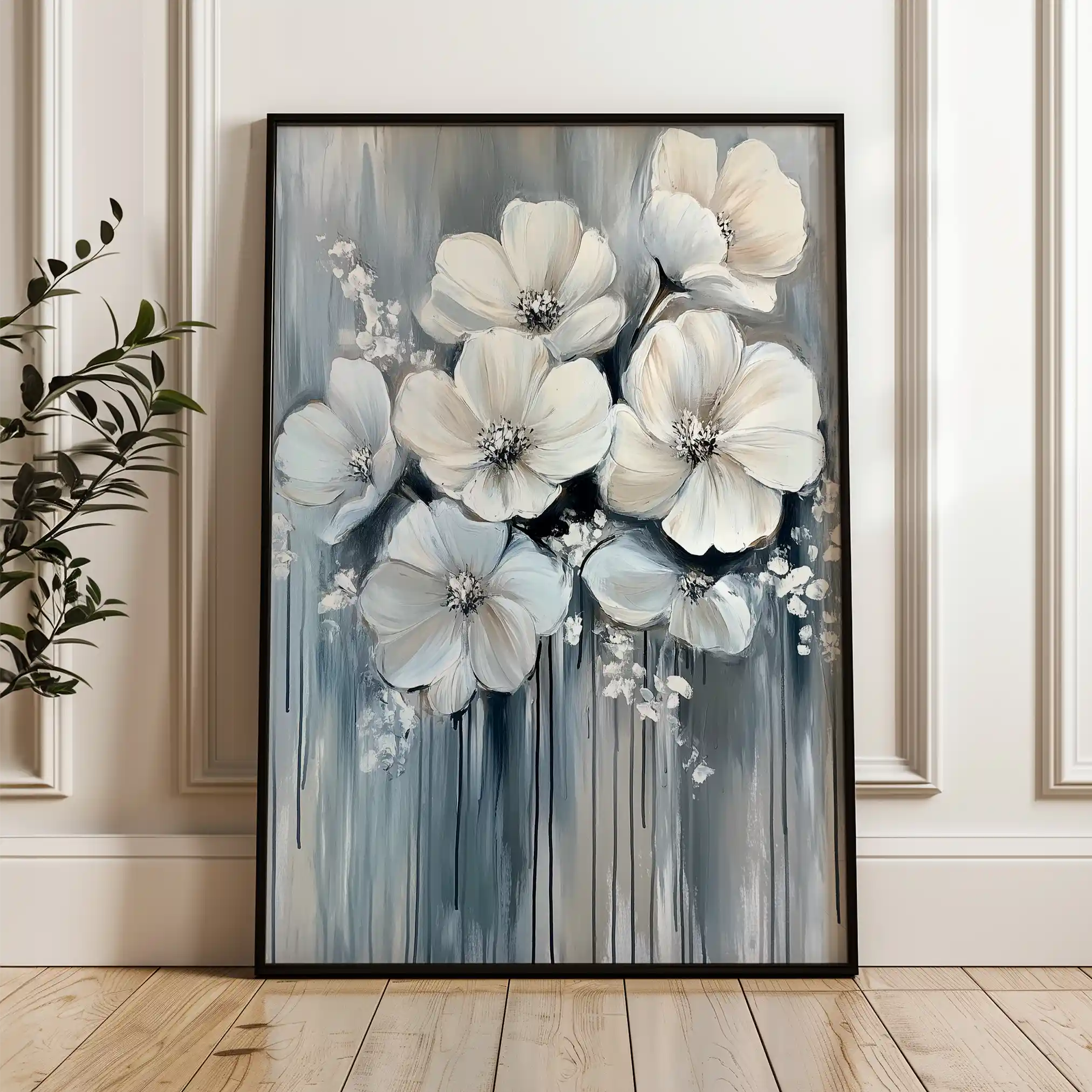 Floral 820 Canvas Art 60 x 40 cm / Black